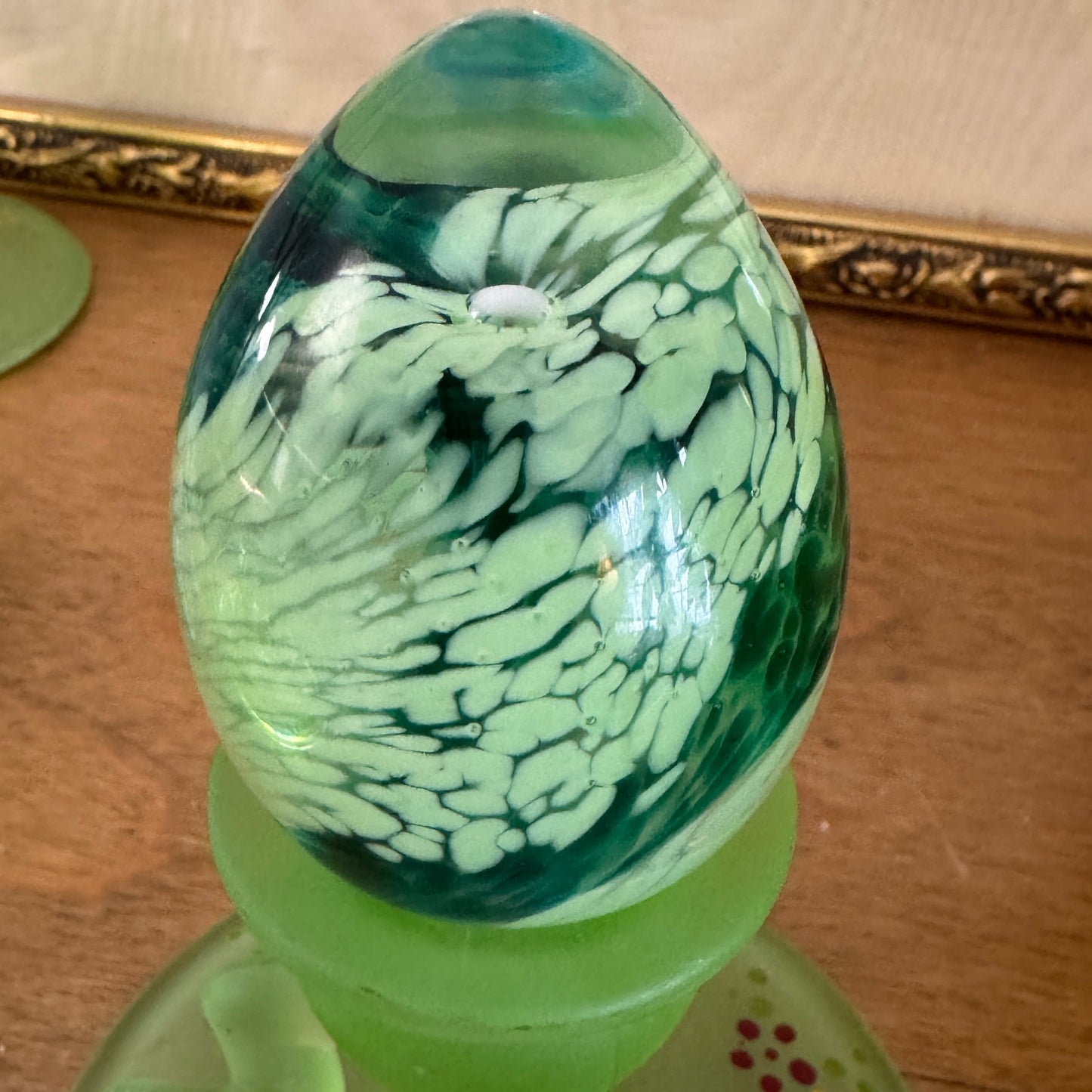 Vintage Caithness Celtic Green Scottish Stylized Floral Paperweight