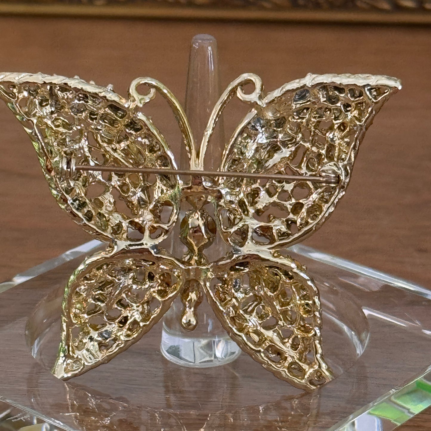 Vintage Pastel Rhinestone Butterfly Pin