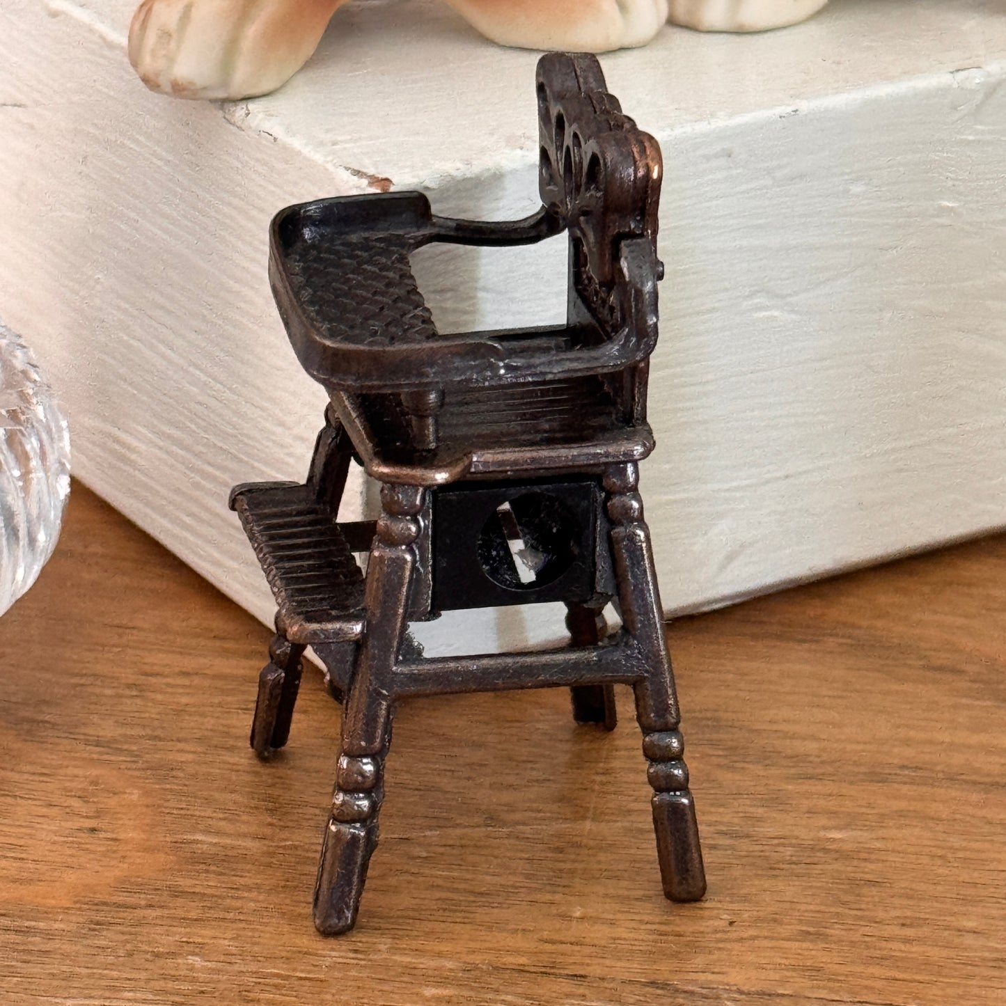 Vintage Hong Kong Cast Iron Mechanical Baby Chair Doll House Pencil Sharpener