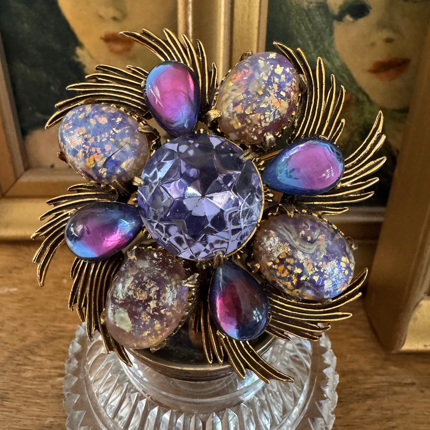 Vintage Florenza Dragons Breath Pin/Pendant and Earrings