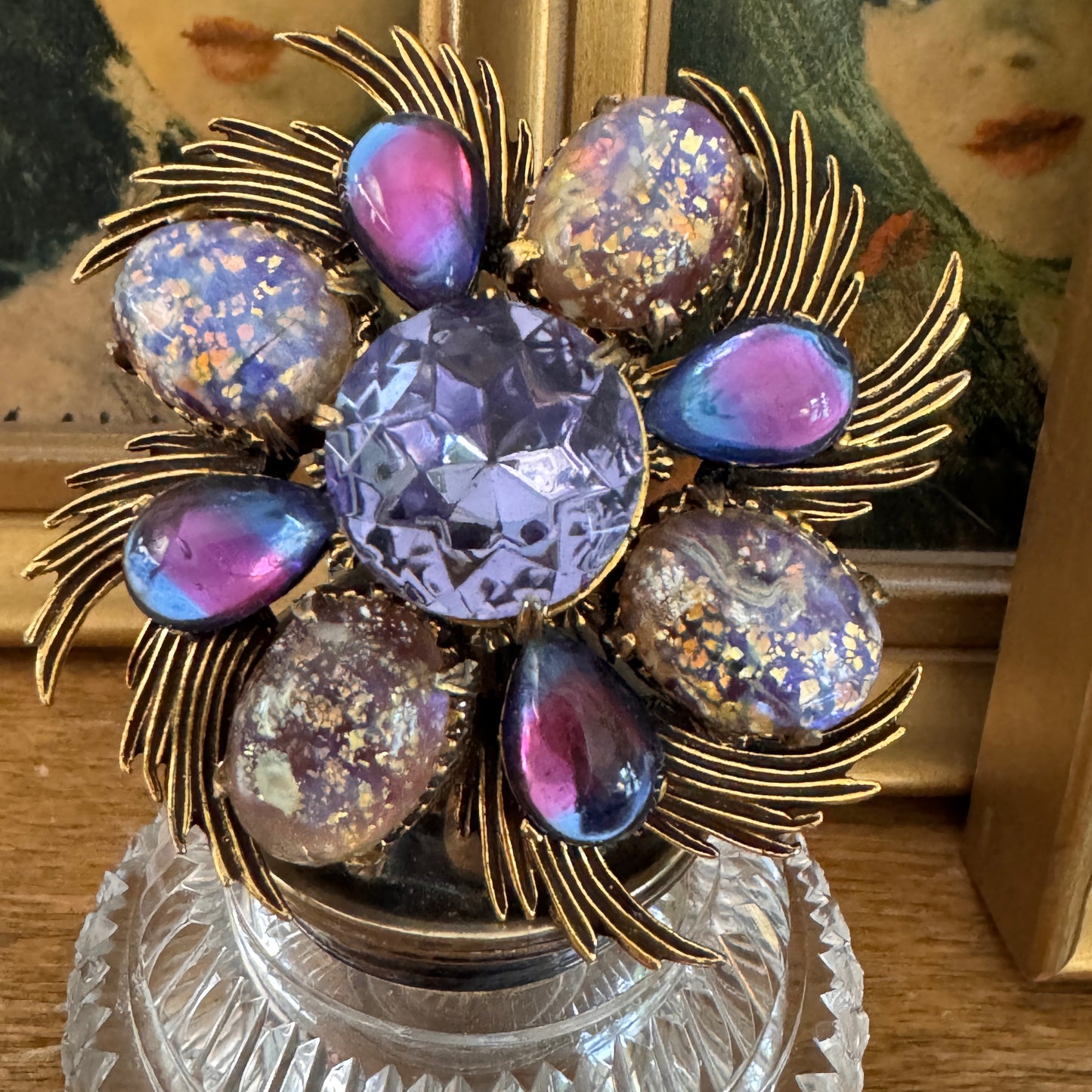 Vintage Florenza Dragons Breath Pin/Pendant and Earrings