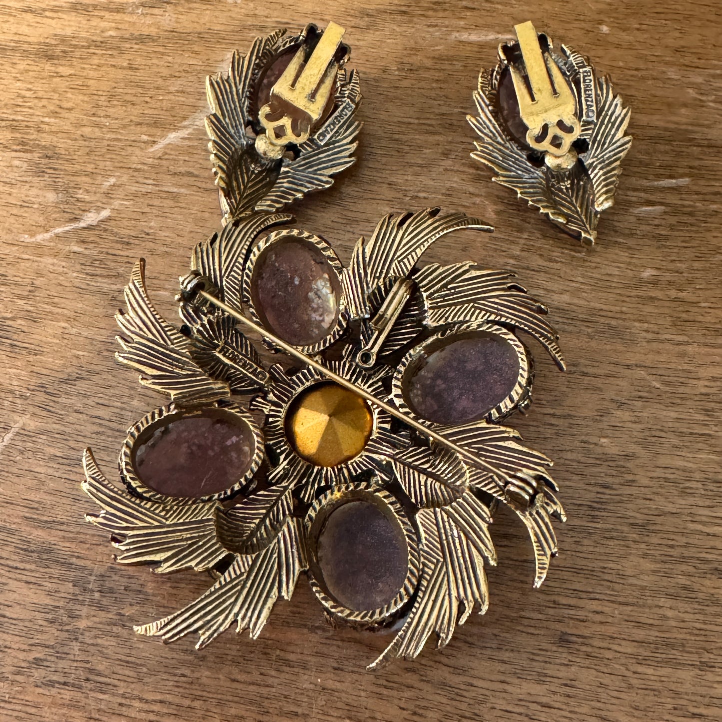 Vintage Florenza Dragons Breath Pin/Pendant and Earrings