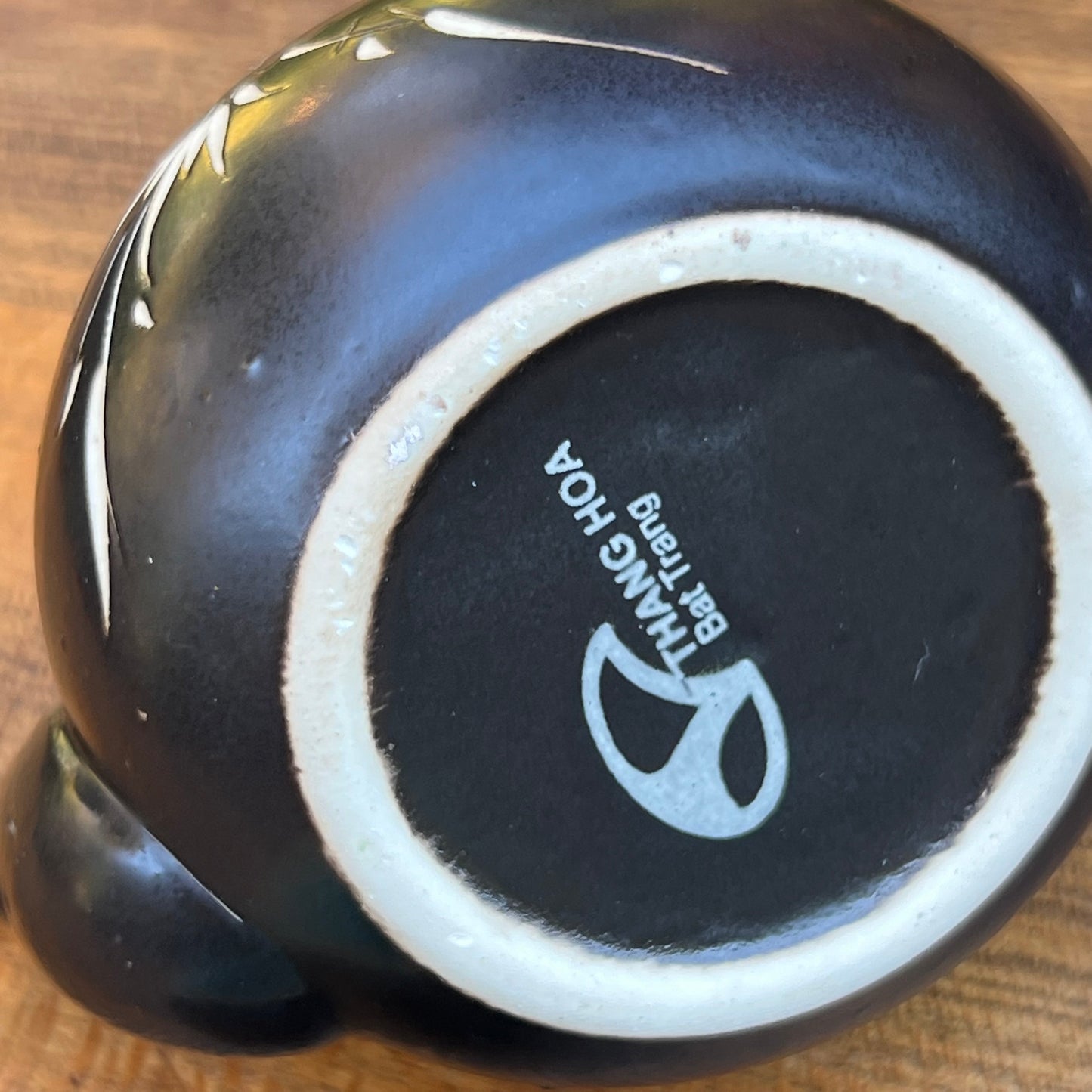 Vintage Bat Trang Vietnamese Carved Pottery Tea Set 3 Cups