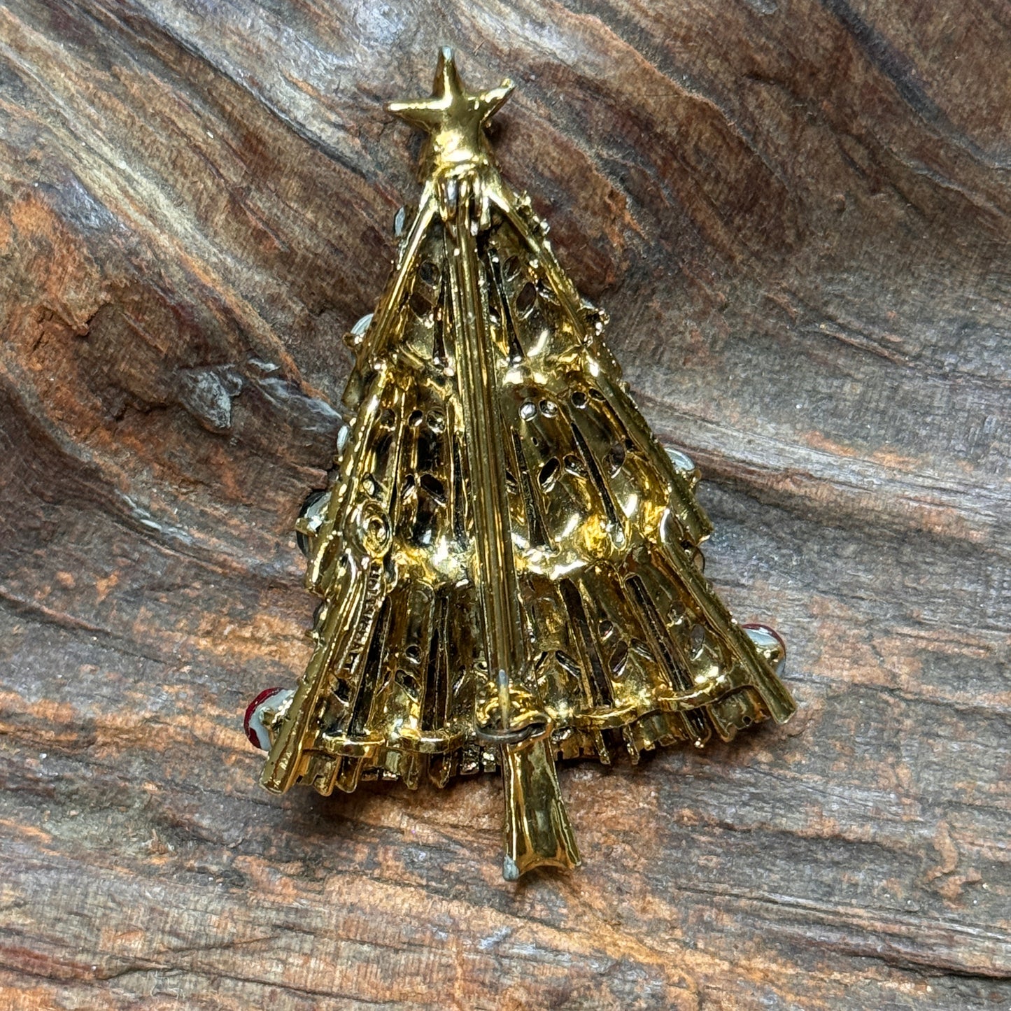 Vintage Hollycraft Rhinestone Christmas Tree Pin