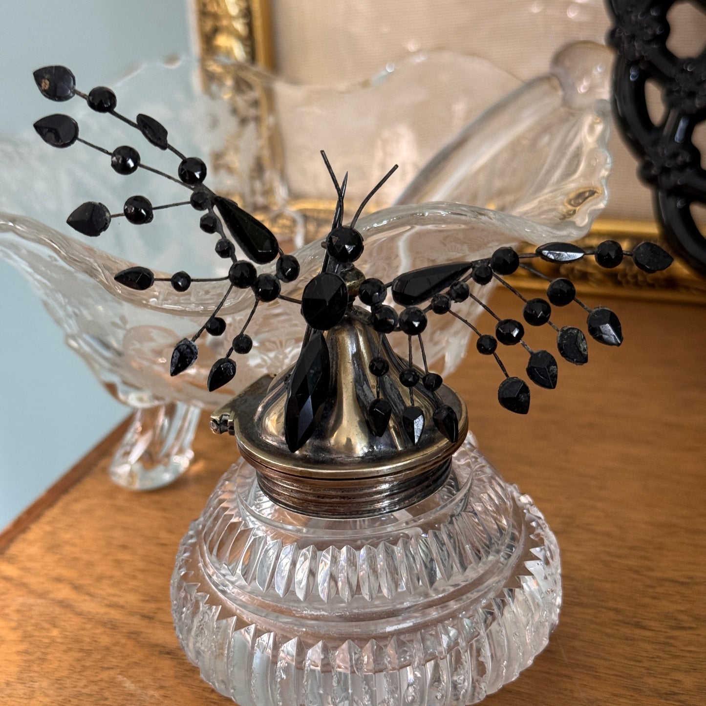 Victorian Mourning Jewelry French Jet Butterfly Pin