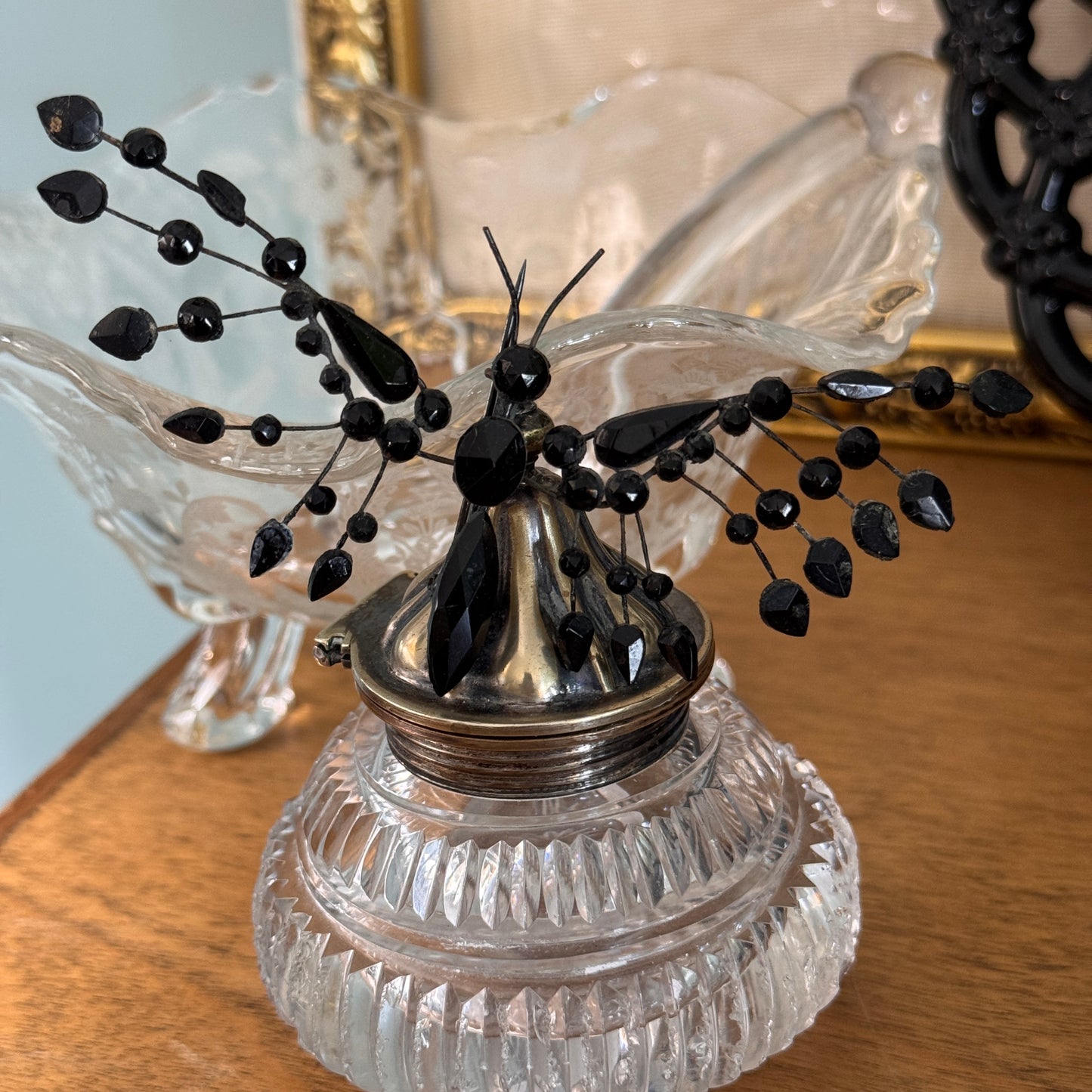 Victorian Mourning Jewelry French Jet Butterfly Pin