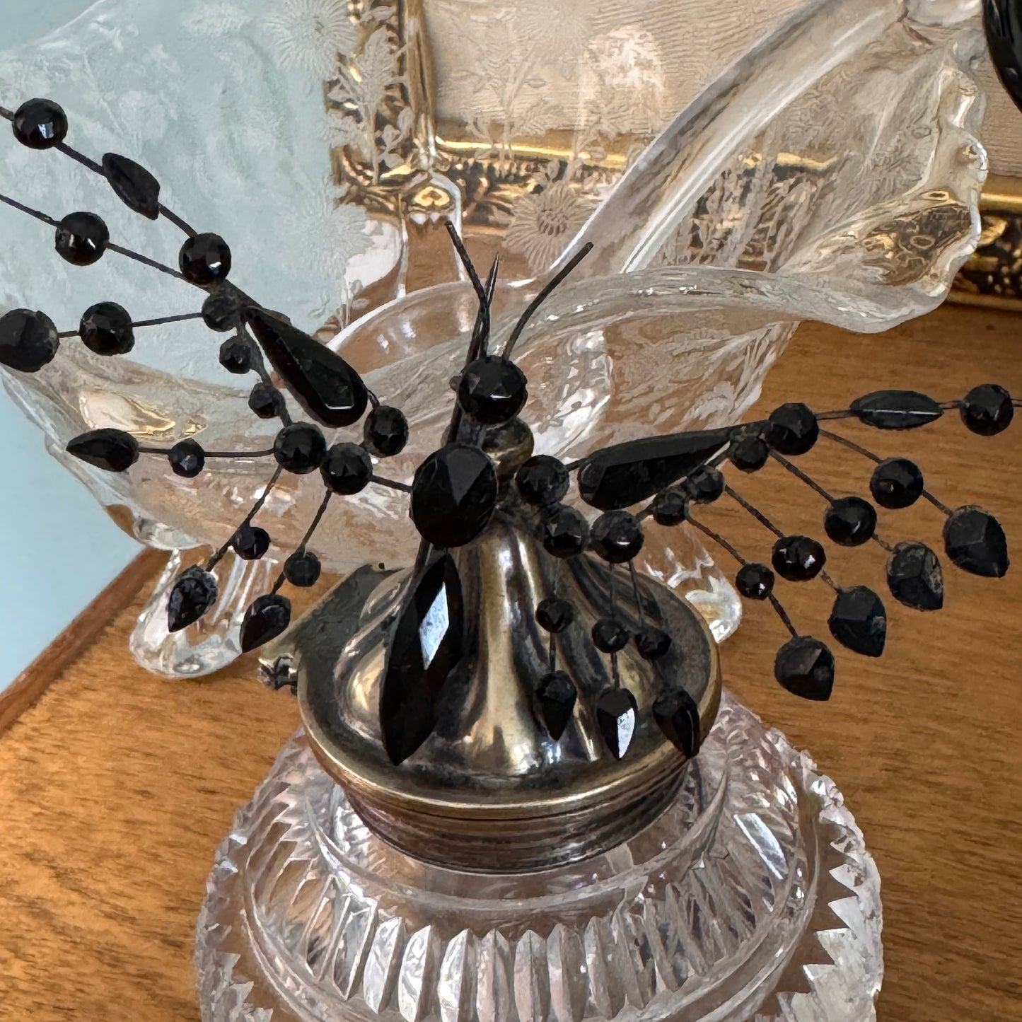 Victorian Mourning Jewelry French Jet Butterfly Pin