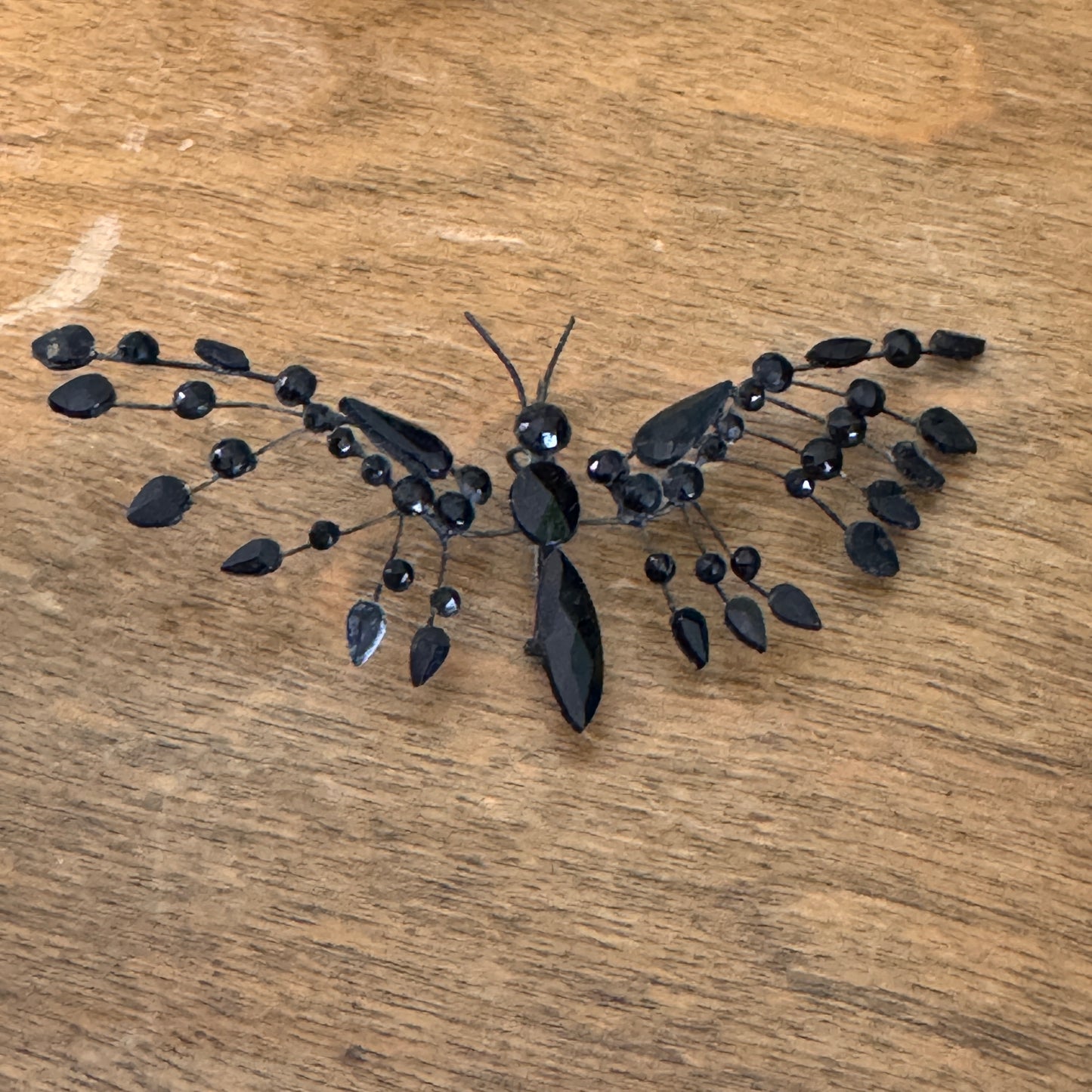 Victorian Mourning Jewelry French Jet Butterfly Pin