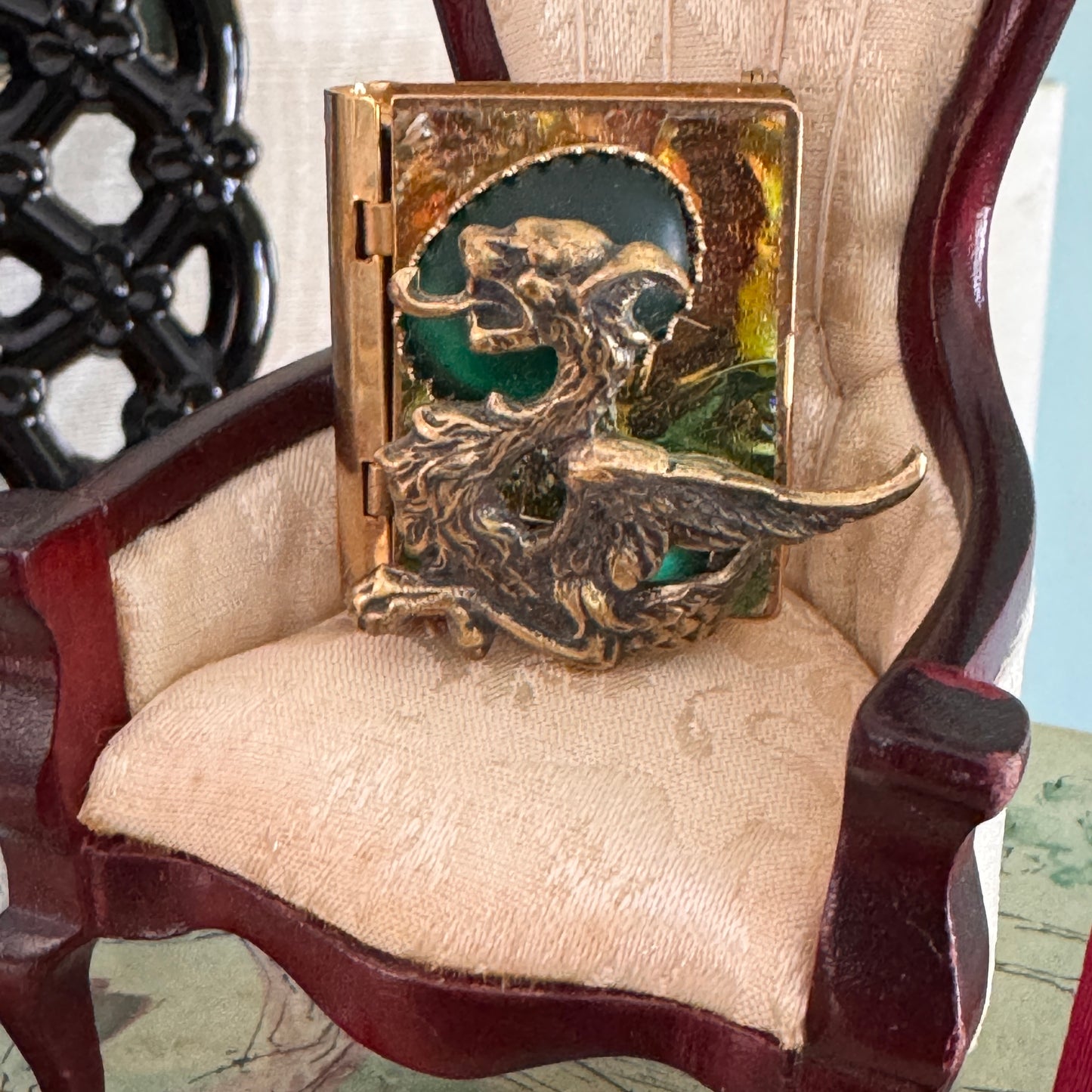 Vintage Raelinda Woad Dragon & Green Egg Pin