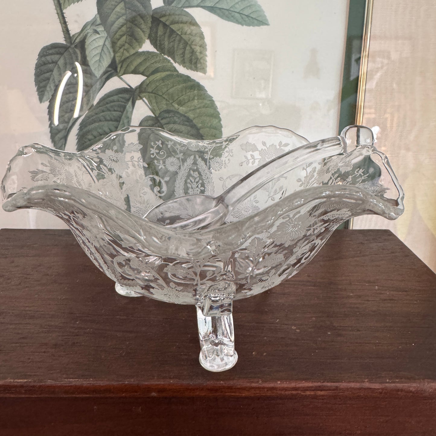 Vintage Viking Glass Prelude Footed Mayonnaise Bowl & Spoon