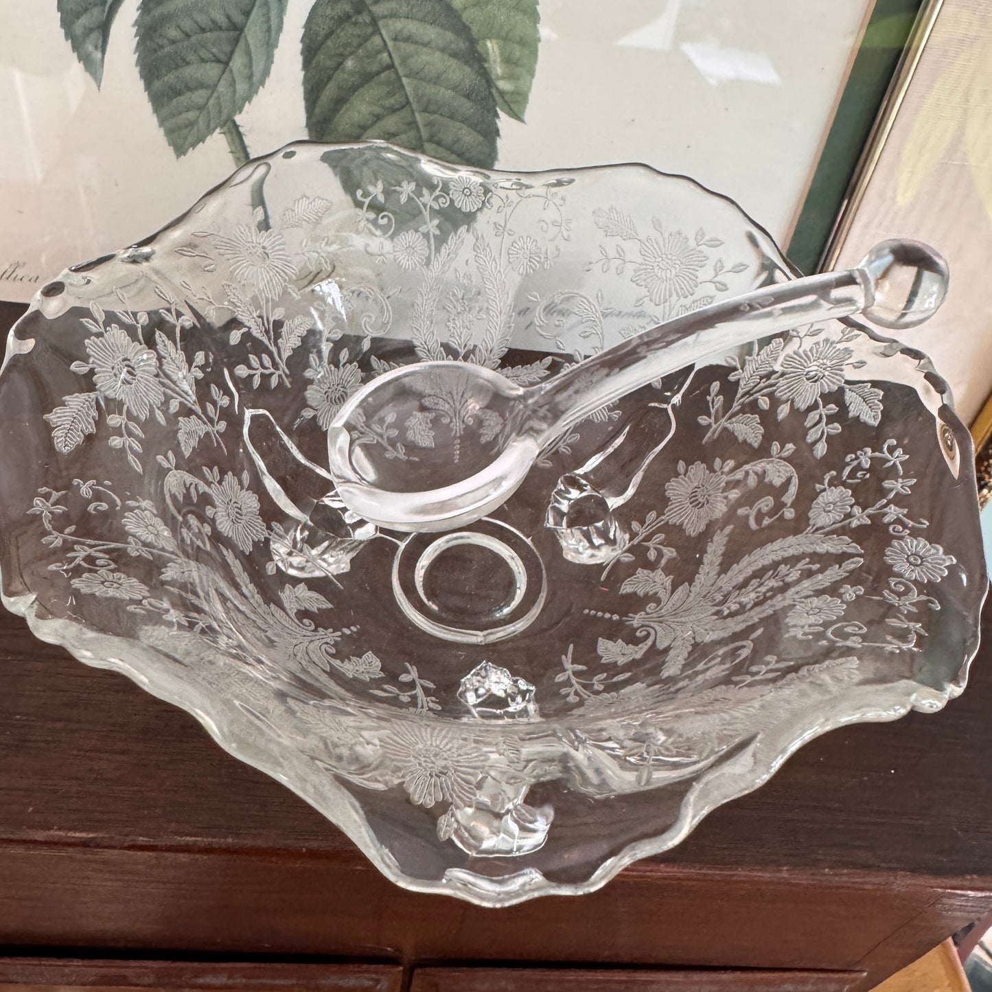 Vintage Viking Glass Prelude Footed Mayonnaise Bowl & Spoon