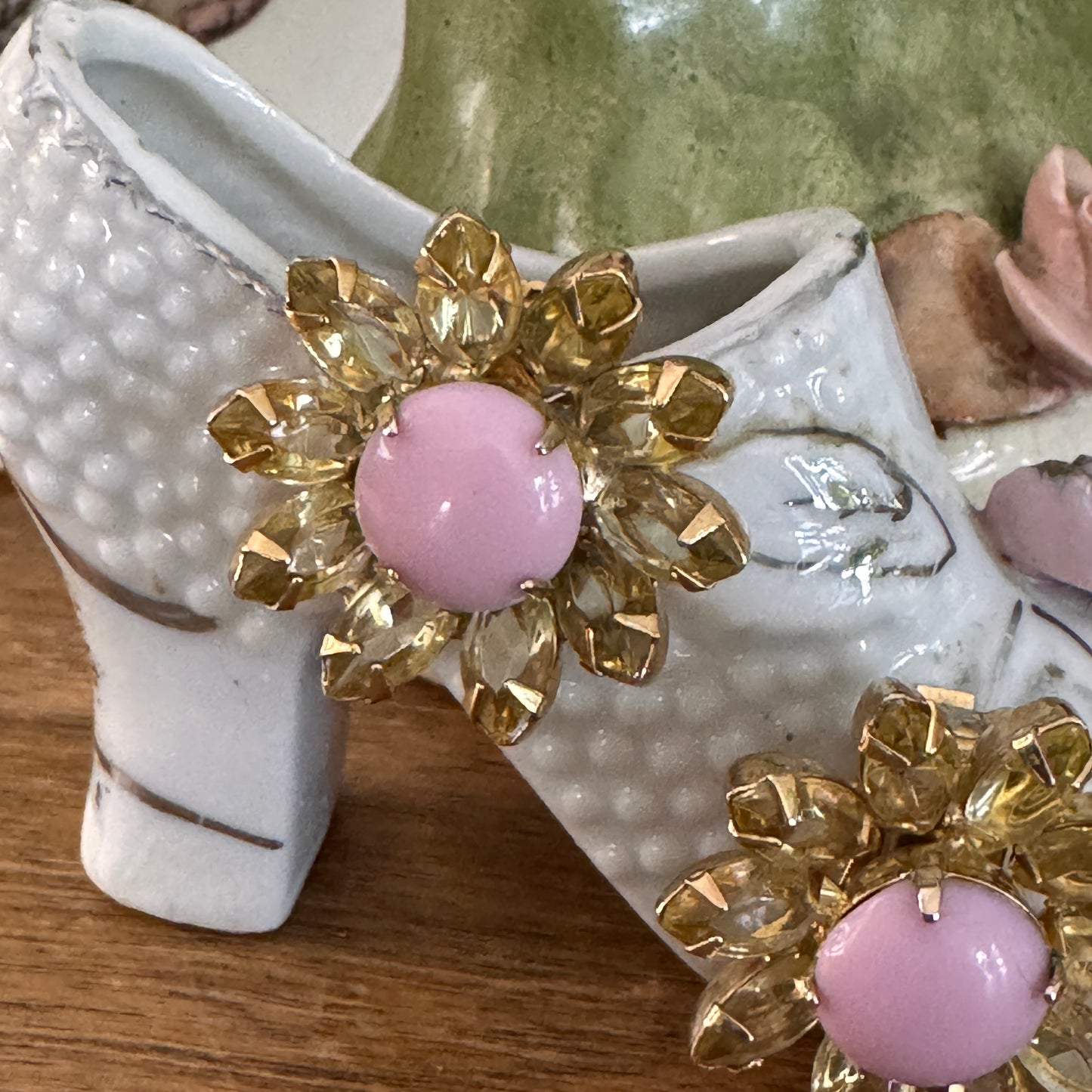 Vintage Yellow and Pink Rhinestone Daisy Earrings