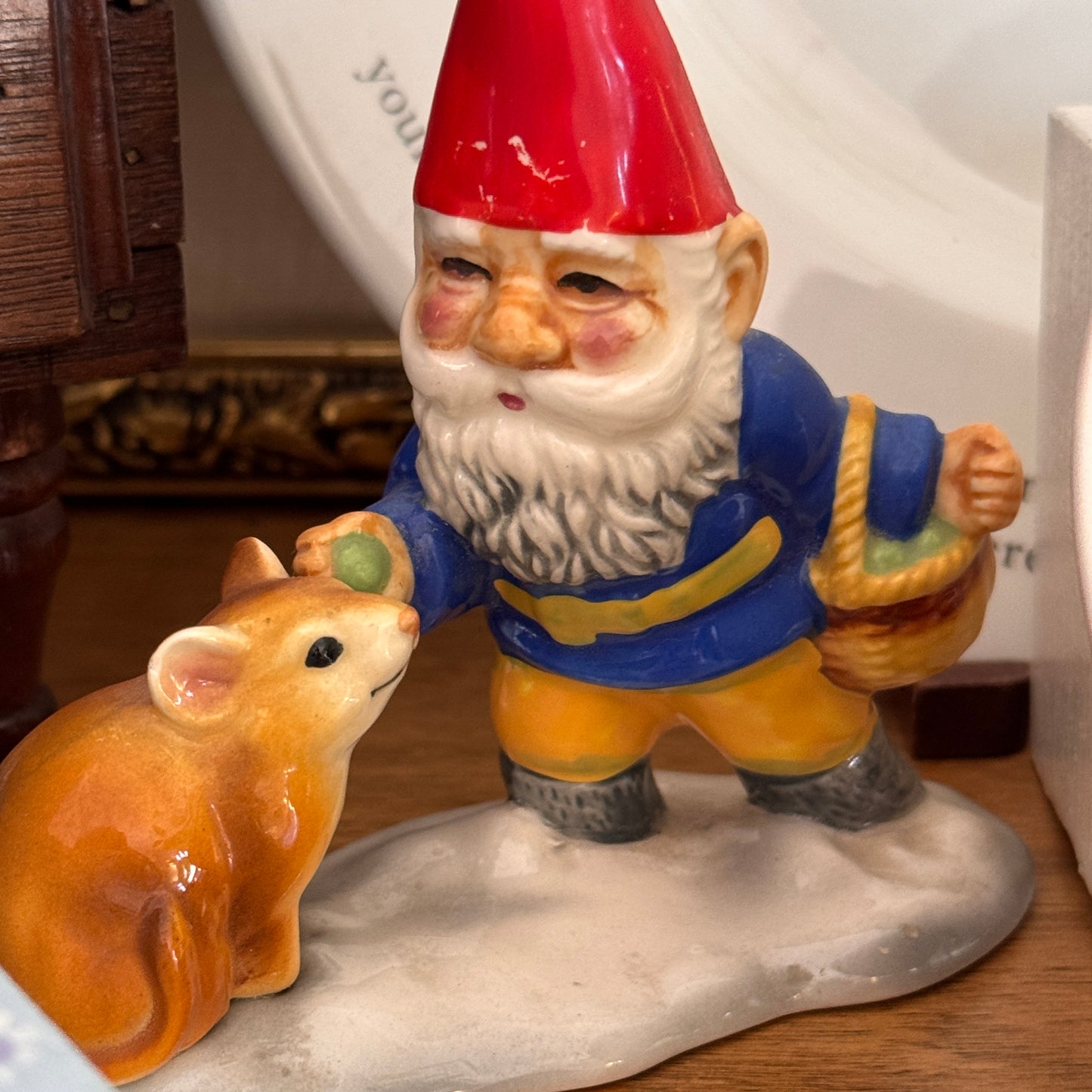 Vintage Gorham Gnome Feeding Mouse Figurine Japanese