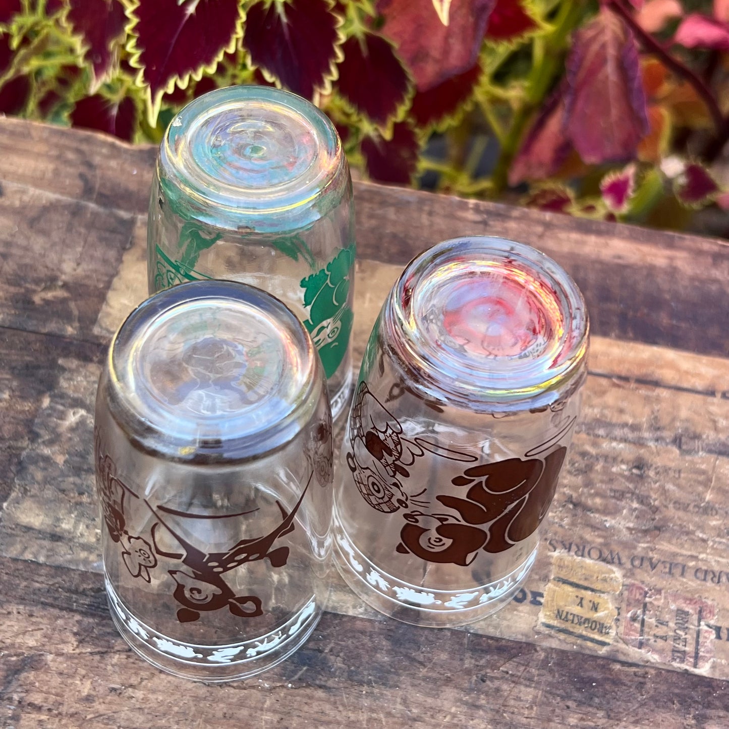 Three Vintage Swanky Swigs Kiddy Kup Beverage Glasses