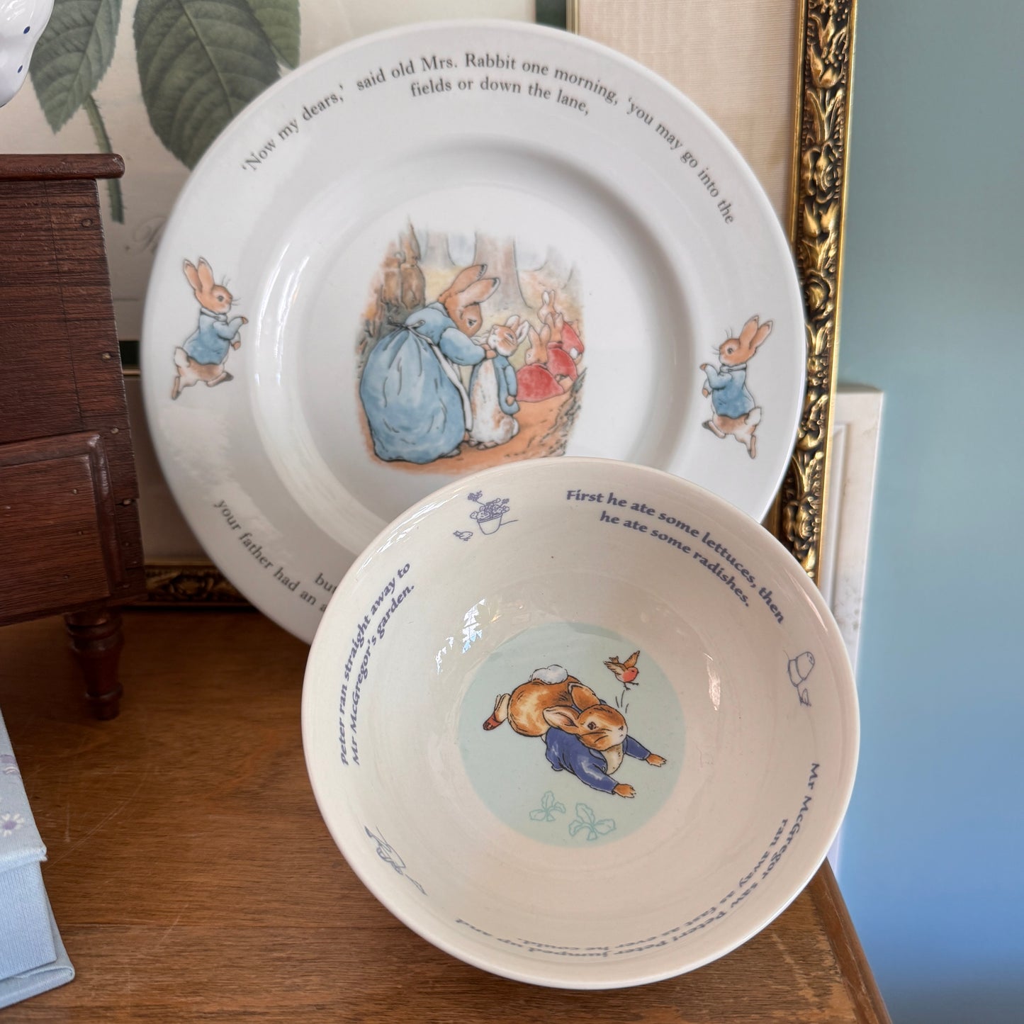 Wedgwood Beatrix Potter Peter Rabbit Bowl & Mrs. Rabbit Plate