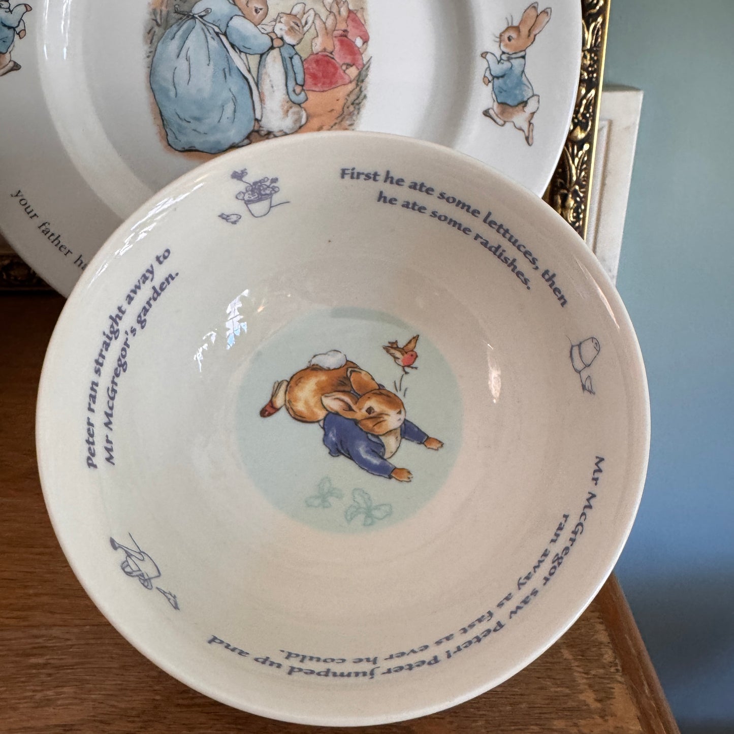 Wedgwood Beatrix Potter Peter Rabbit Bowl & Mrs. Rabbit Plate