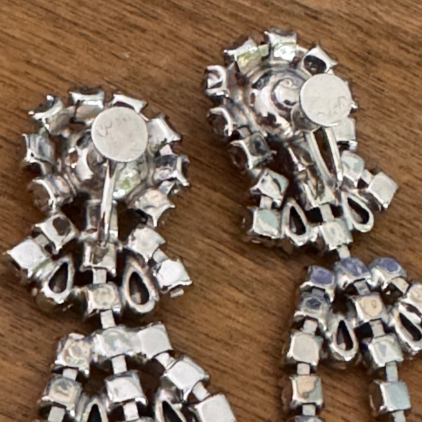 Vintage Coro Clear Rhinestone Dangling Chandelier Earrings