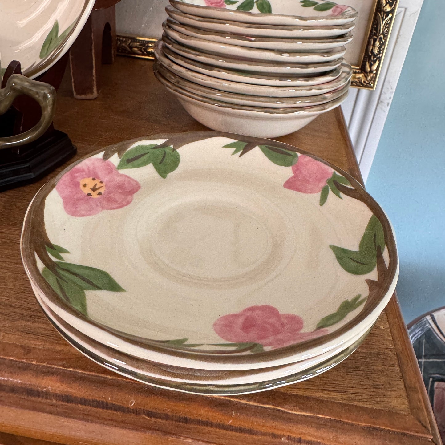 Franciscan Desert Rose Tea Cup , Cereal and Fruit Bowls, Sugar & Creamer