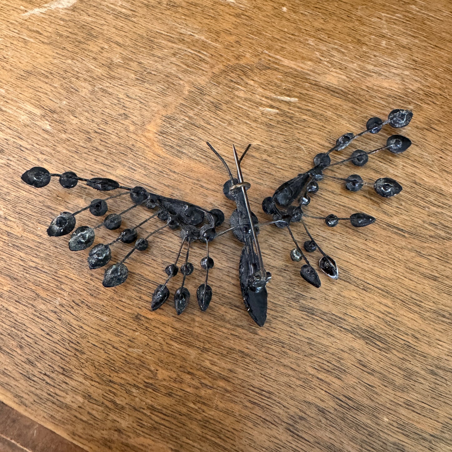 Victorian Mourning Jewelry French Jet Butterfly Pin