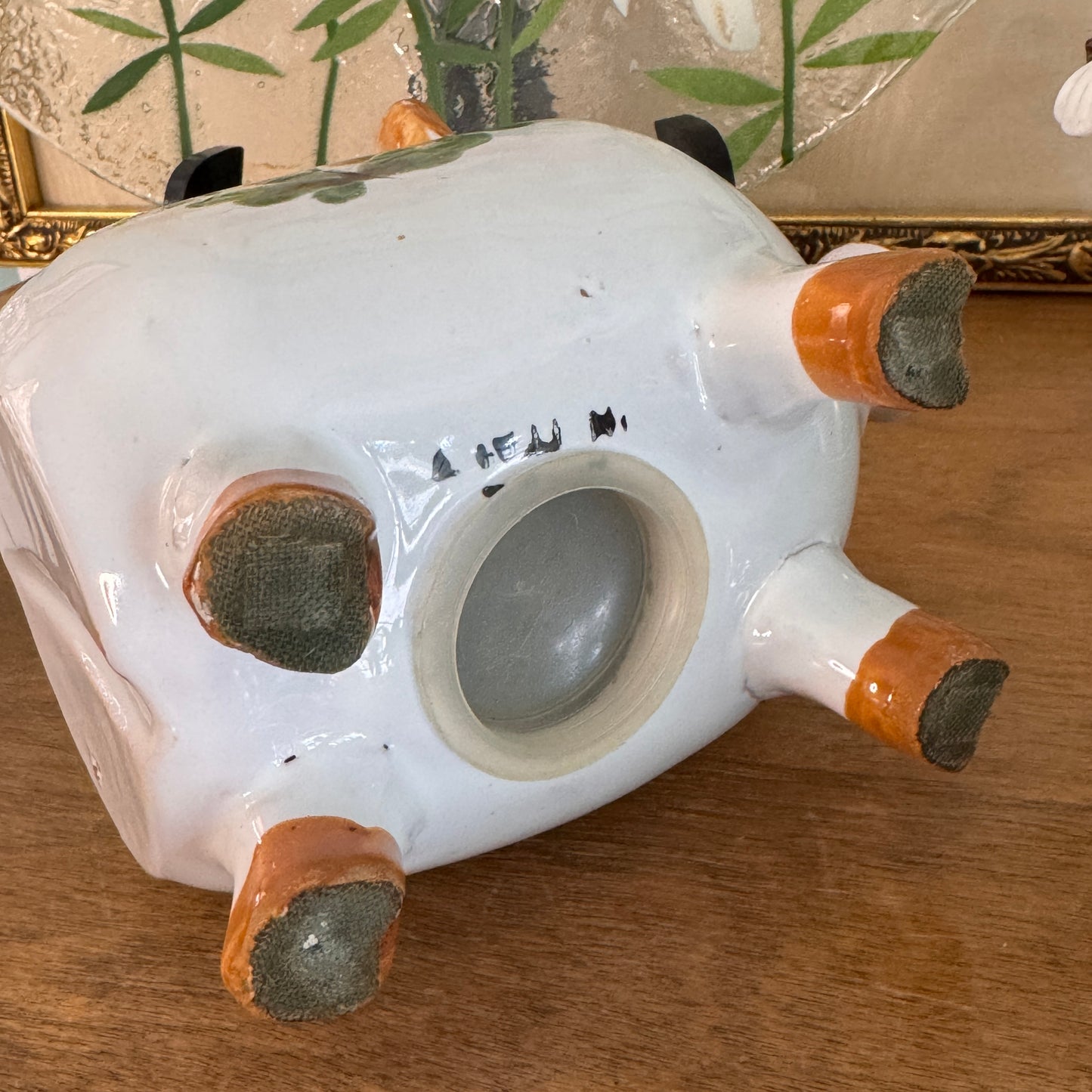Vintage Italian Ceramic Floral Piggy Bank