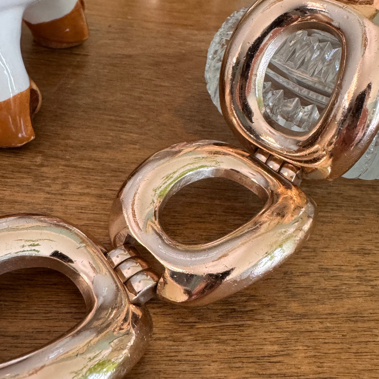 Mid Century Modern Swiss Rivo Rose Gold Plated Metal Bracelet