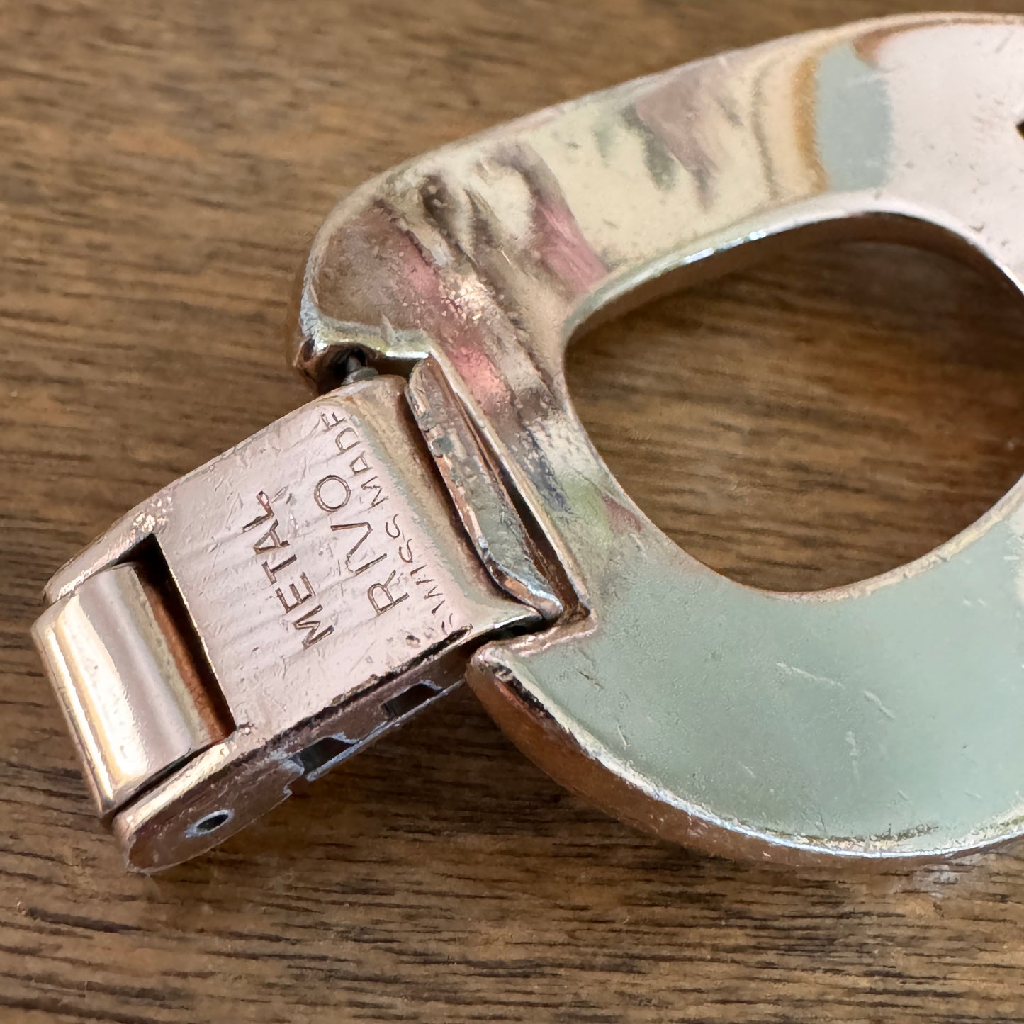 Mid Century Modern Swiss Rivo Rose Gold Plated Metal Bracelet