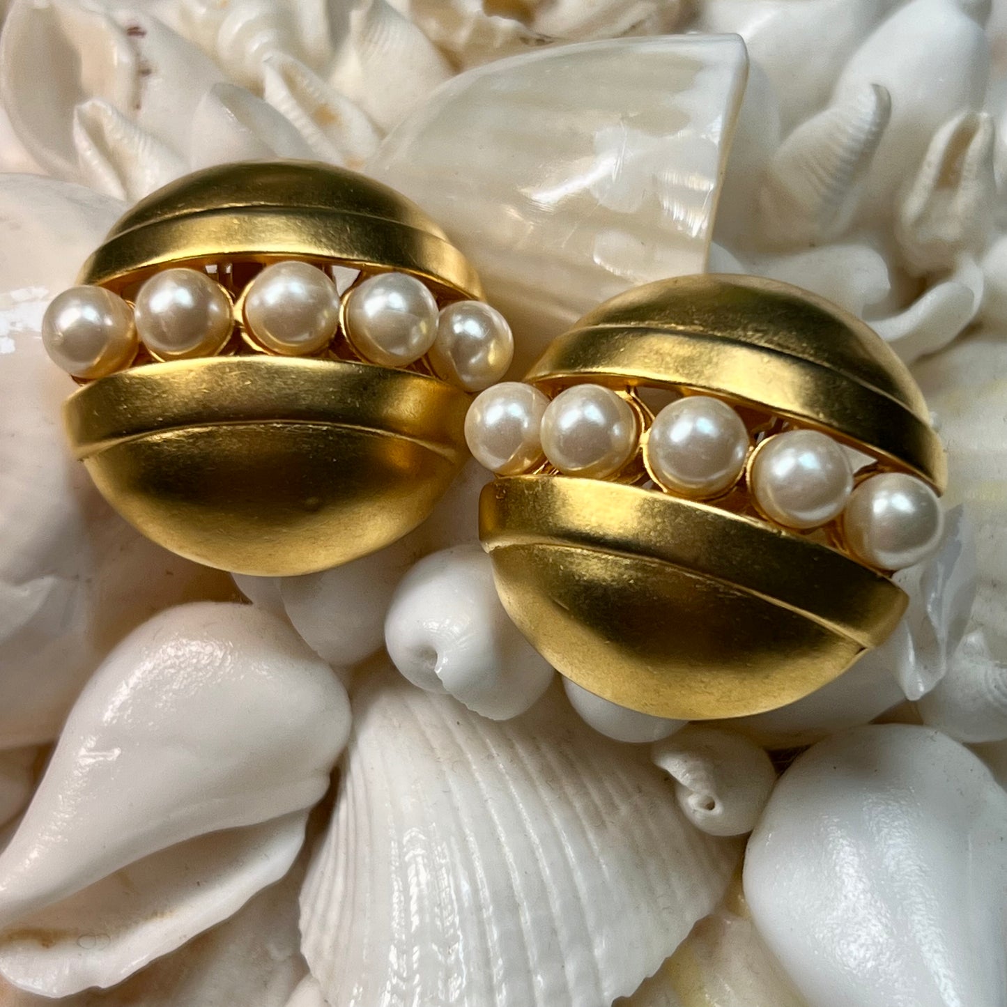 Vintage Karl Legerfeld Modern Looking Gold Tone Metal Earrings