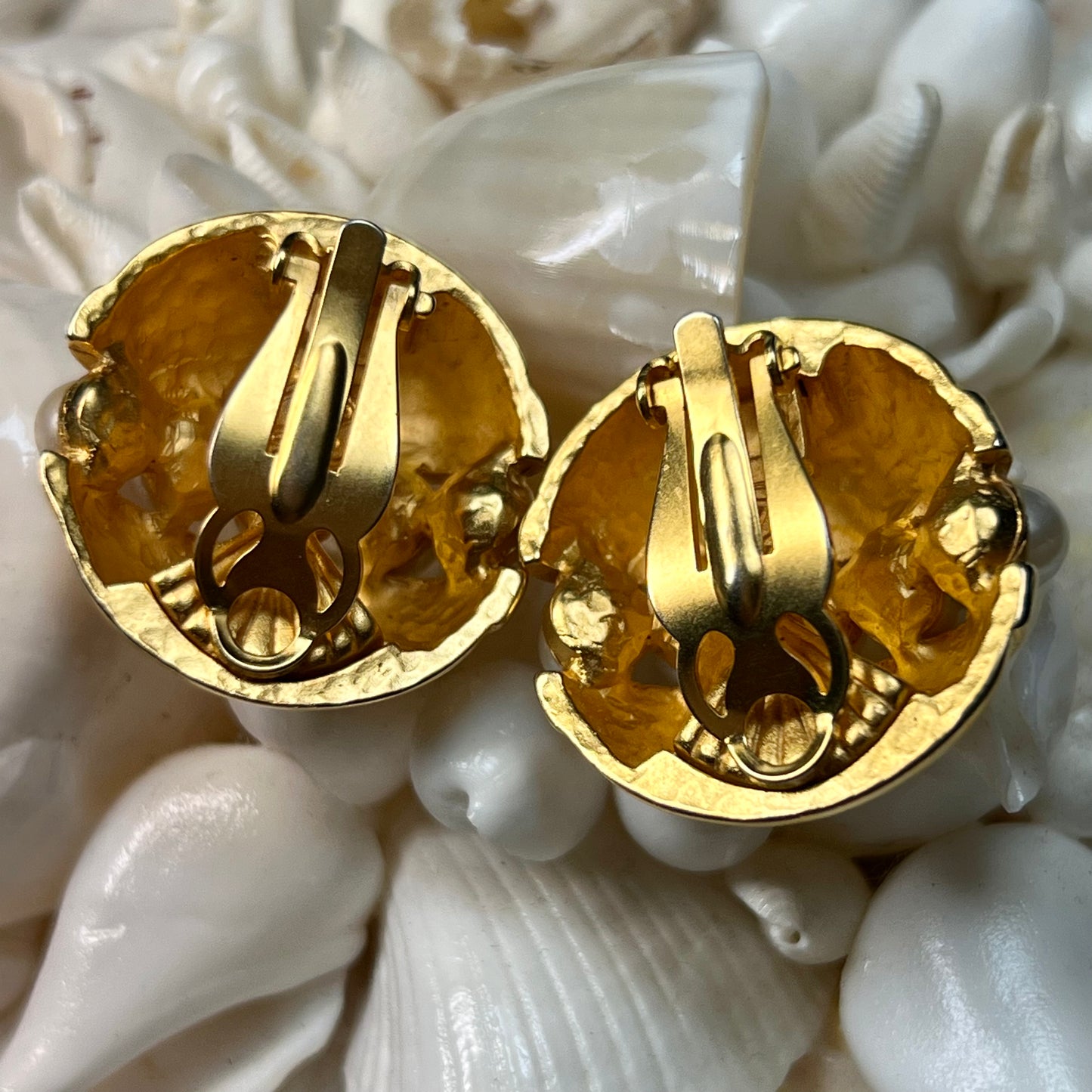 Vintage Karl Legerfeld Modern Looking Gold Tone Metal Earrings