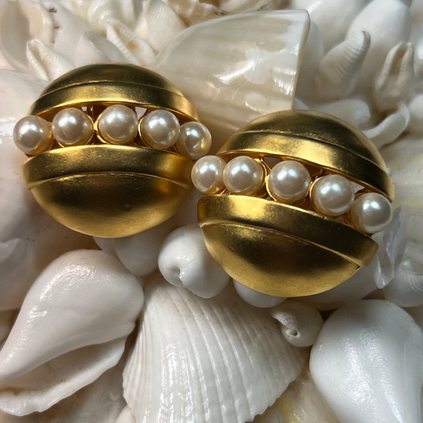 Vintage Karl Legerfeld Modern Looking Gold Tone Metal Earrings