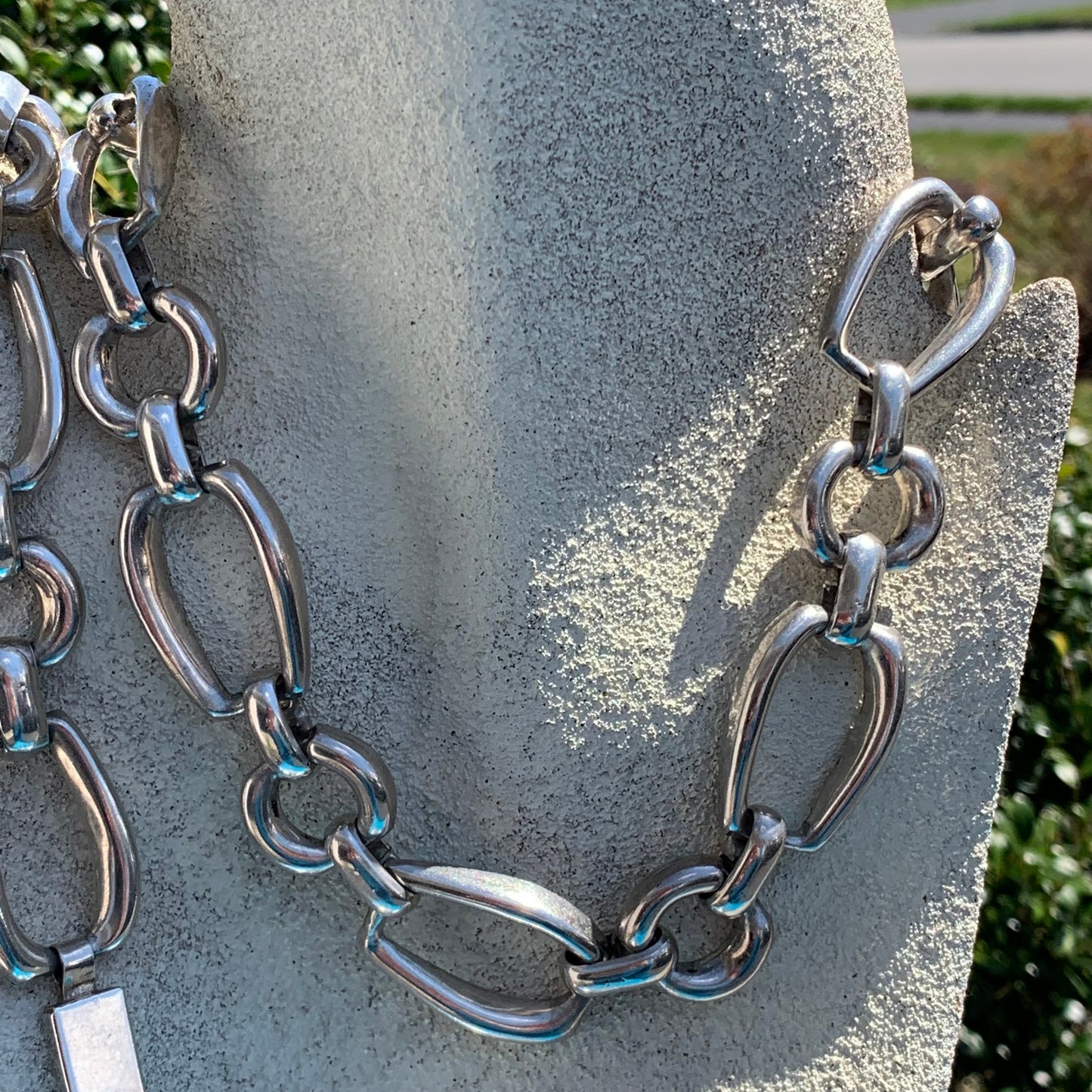 Hefty Mexican Sterling Silver Taxco Necklace and Matching Bracelet Set