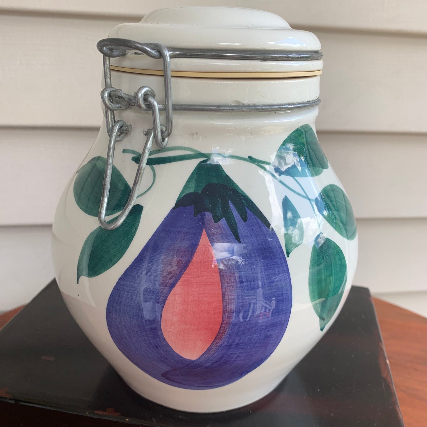 Vintage Italian Modern Looking Eggplant Large Canister