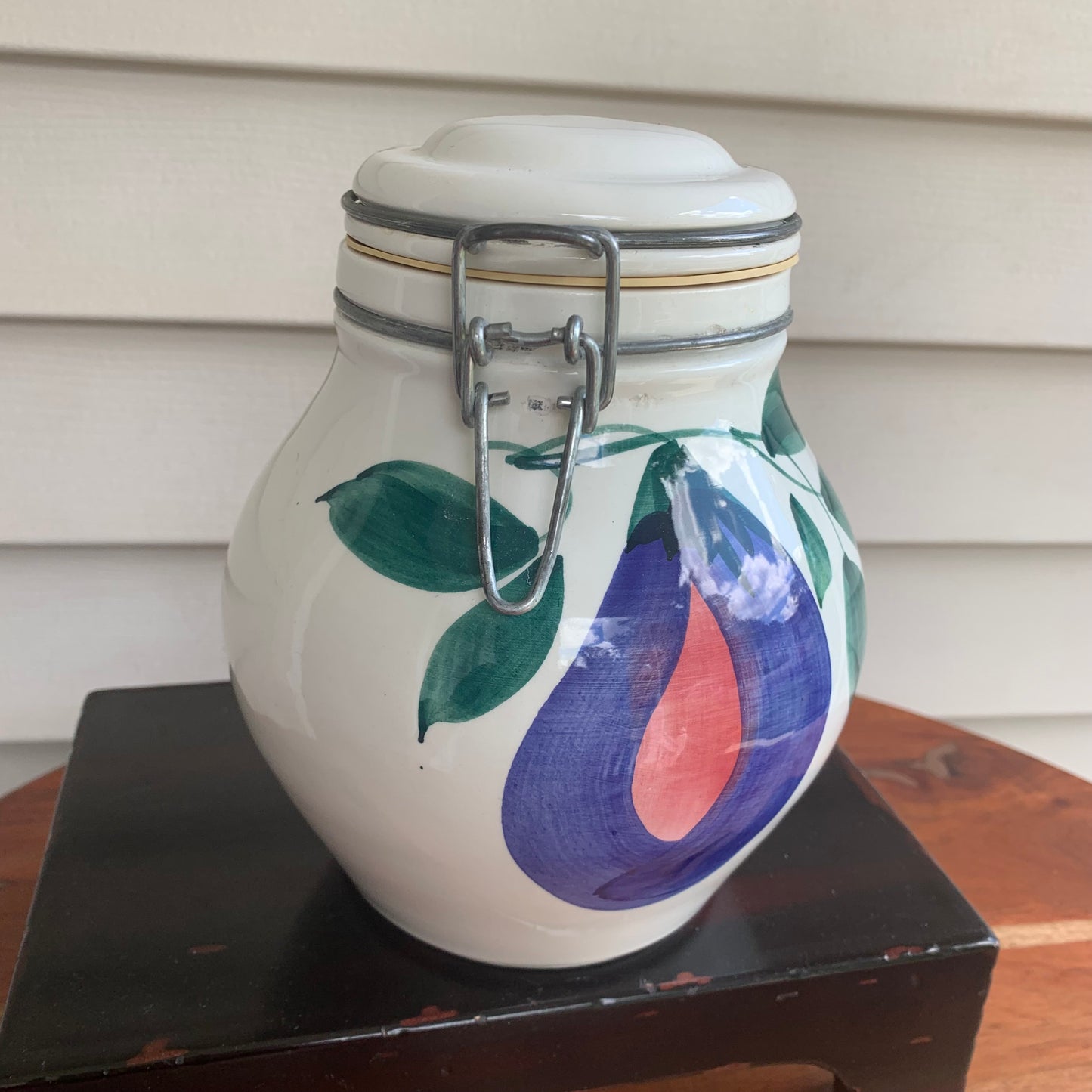 Vintage Italian Modern Looking Eggplant Large Canister