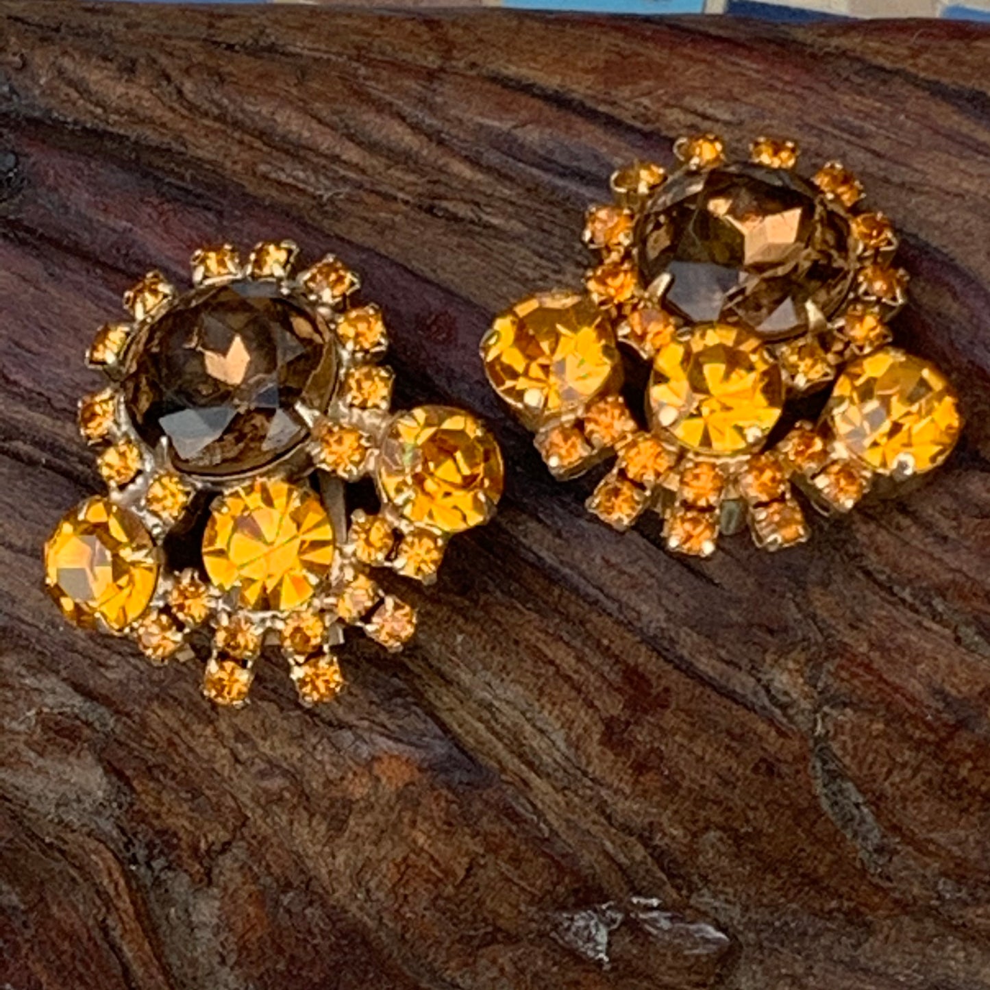 Sparkling Modern Looking Floral Rhinestone Earrings