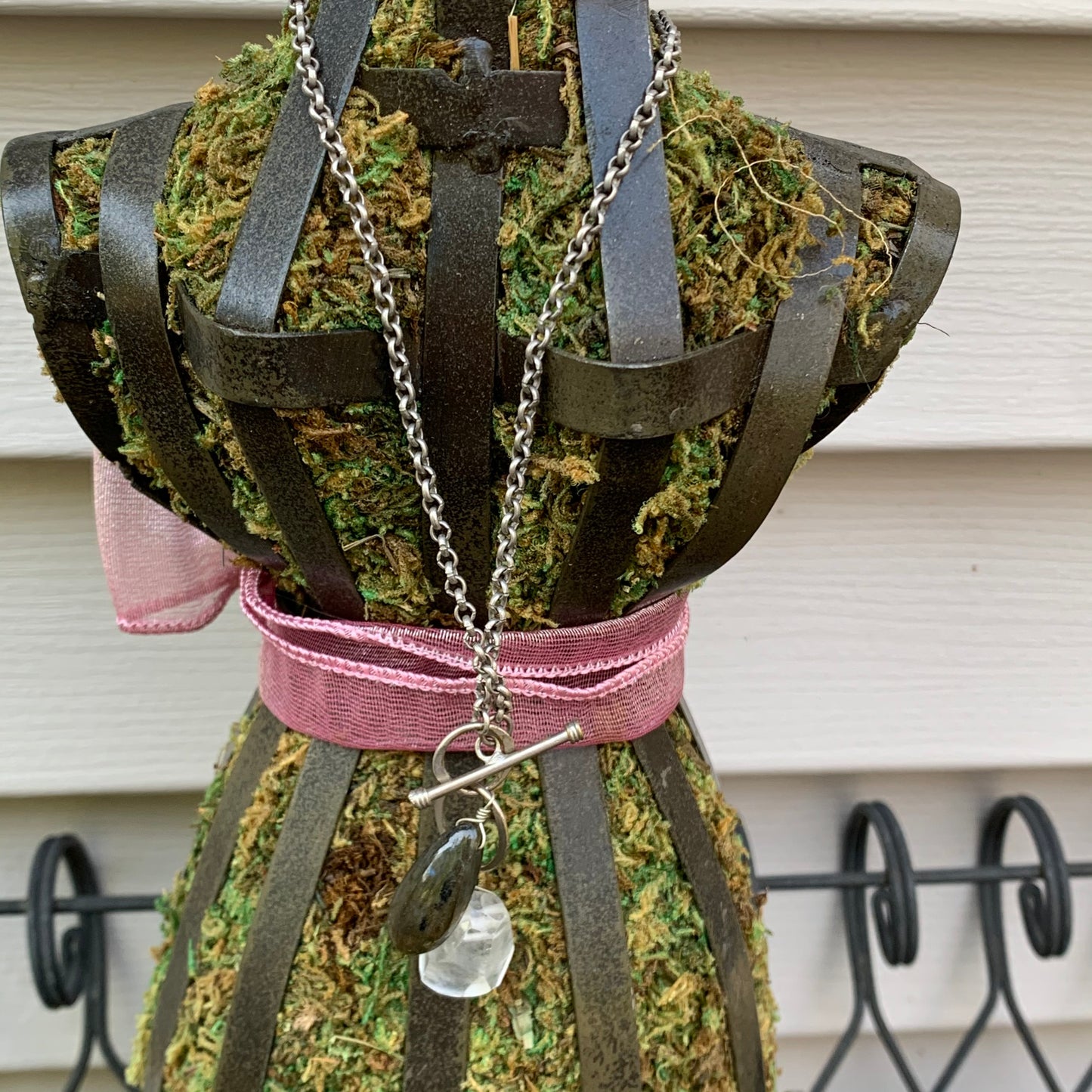 Semi-Precious Gemstone Necklace Clear Quartz & Green Zoisite