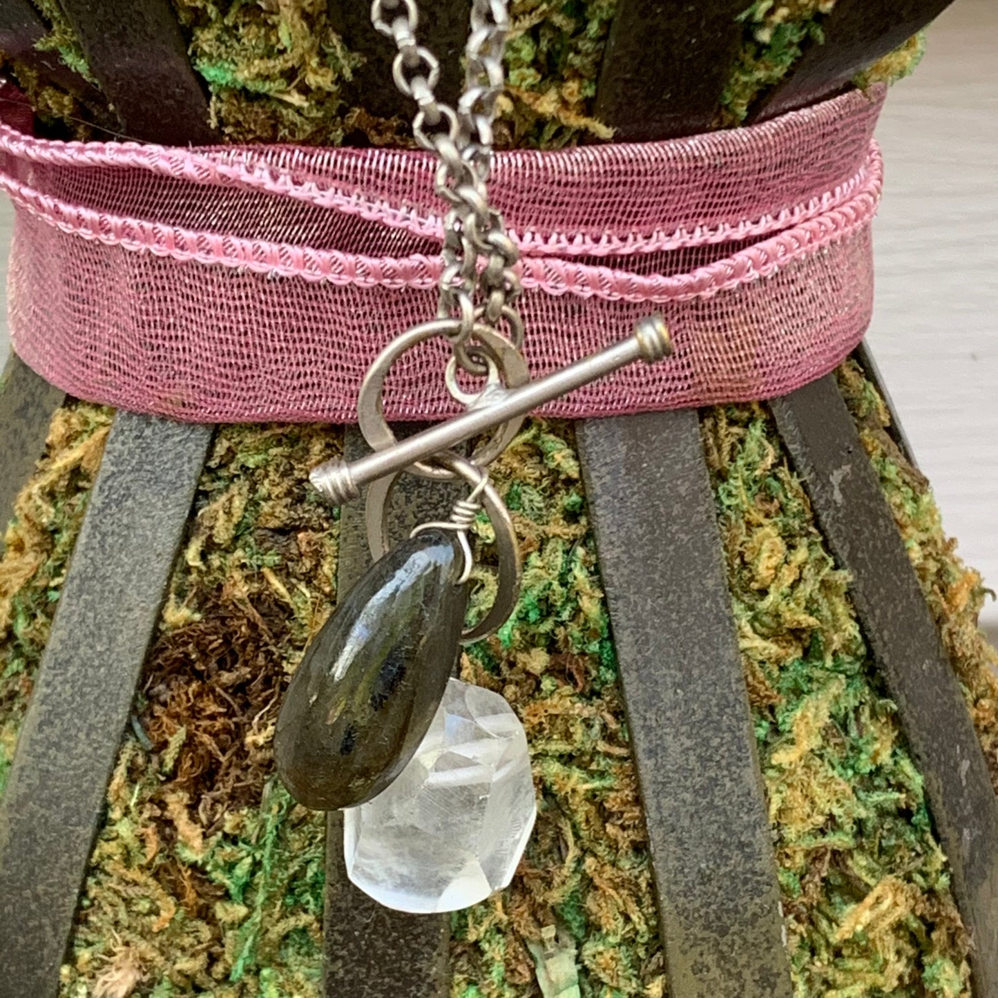 Semi-Precious Gemstone Necklace Clear Quartz & Green Zoisite
