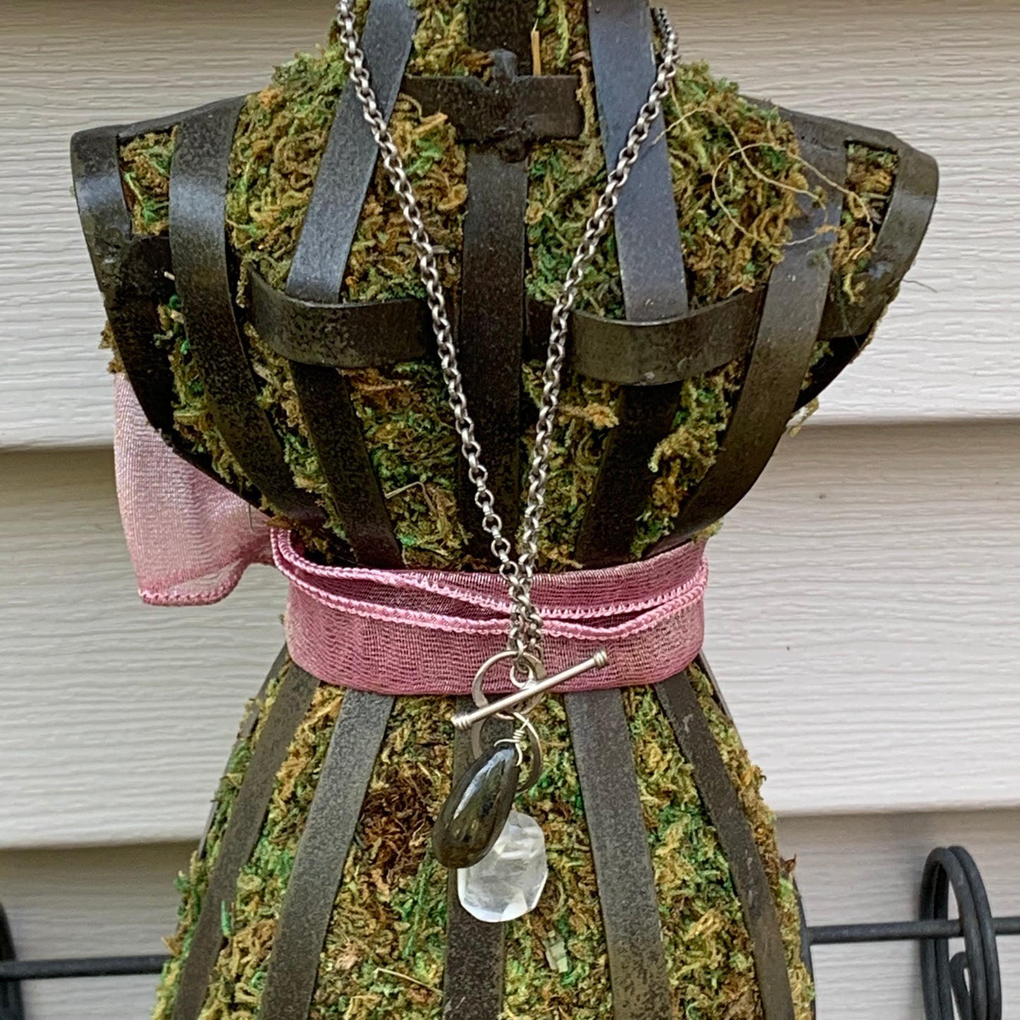 Semi-Precious Gemstone Necklace Clear Quartz & Green Zoisite