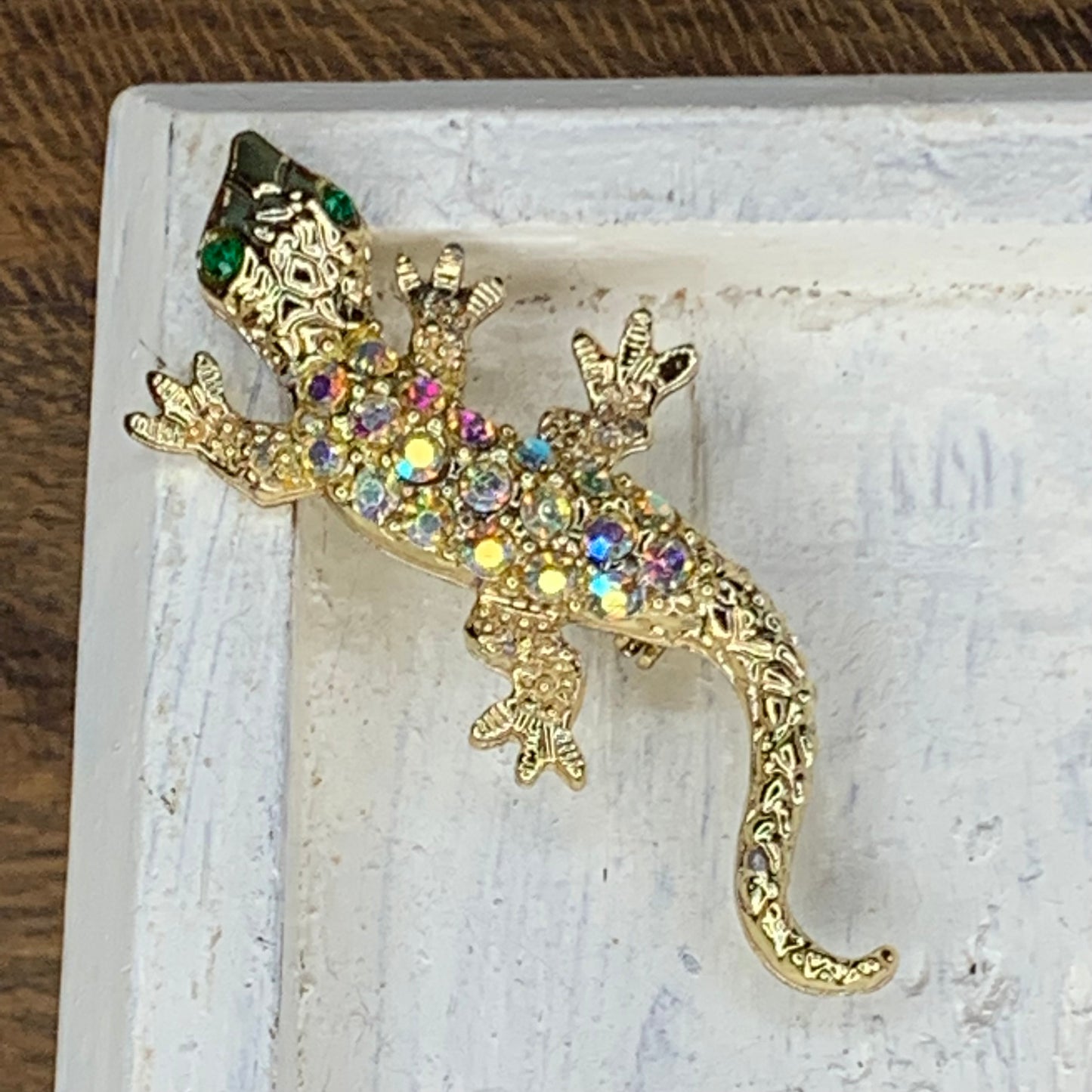 Vintage Rhinestone Lizard Pin