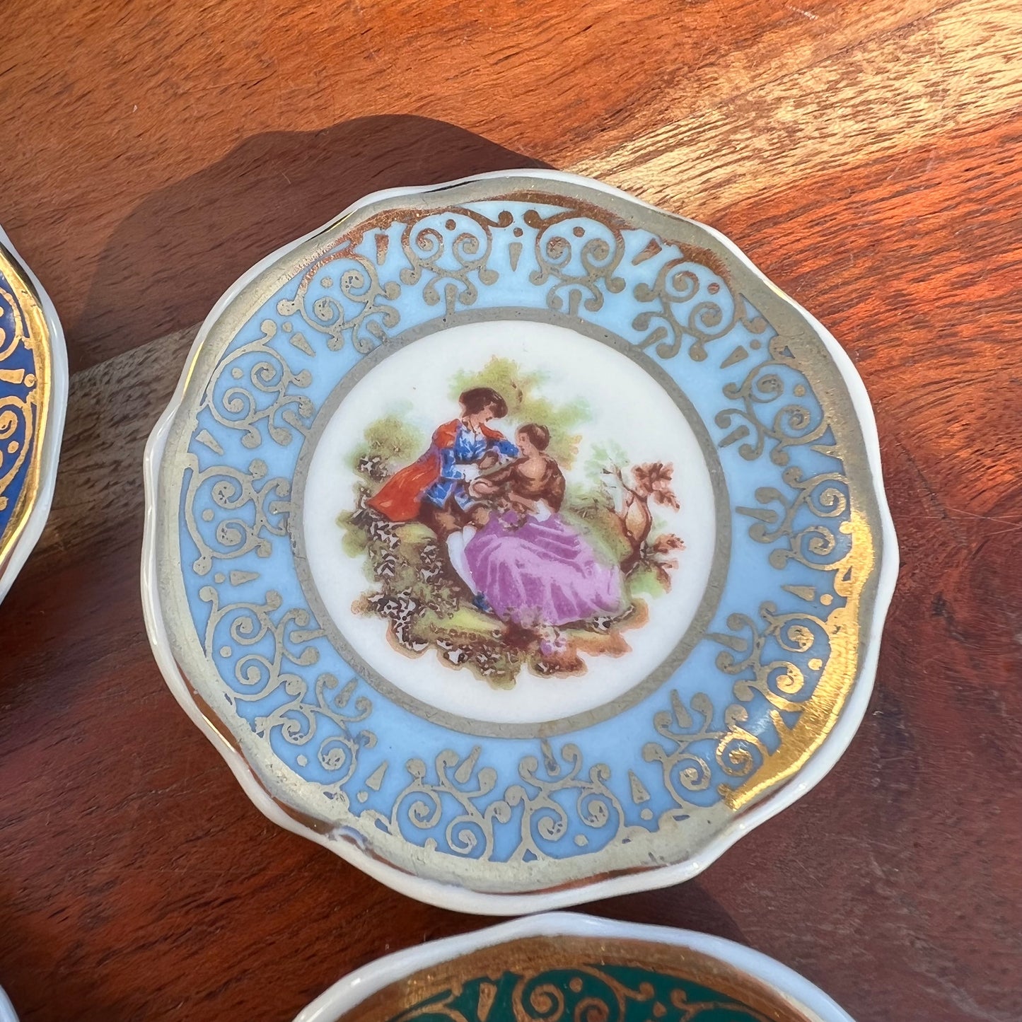 Miniature Four French Limoges Meissner Hand Painted Plates
