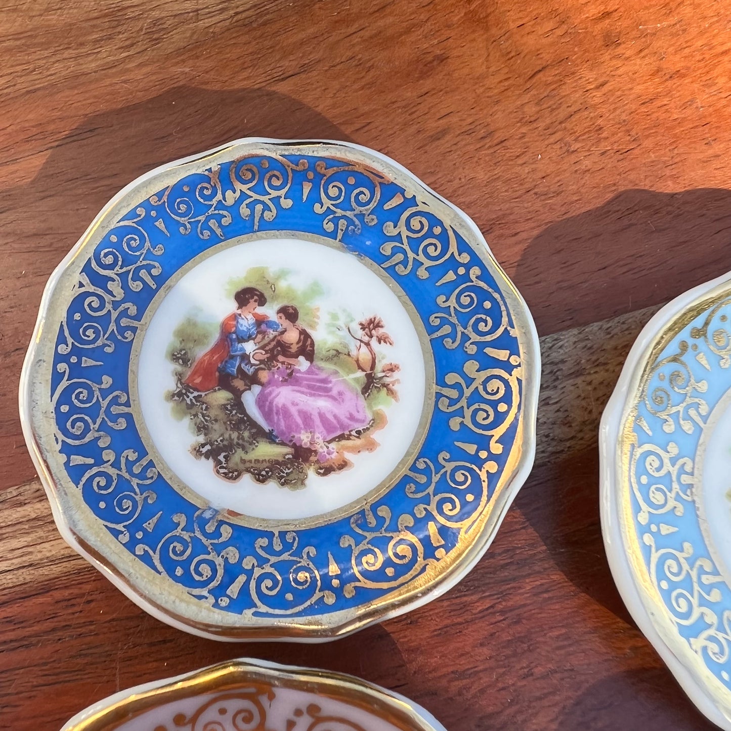 Miniature Four French Limoges Meissner Hand Painted Plates
