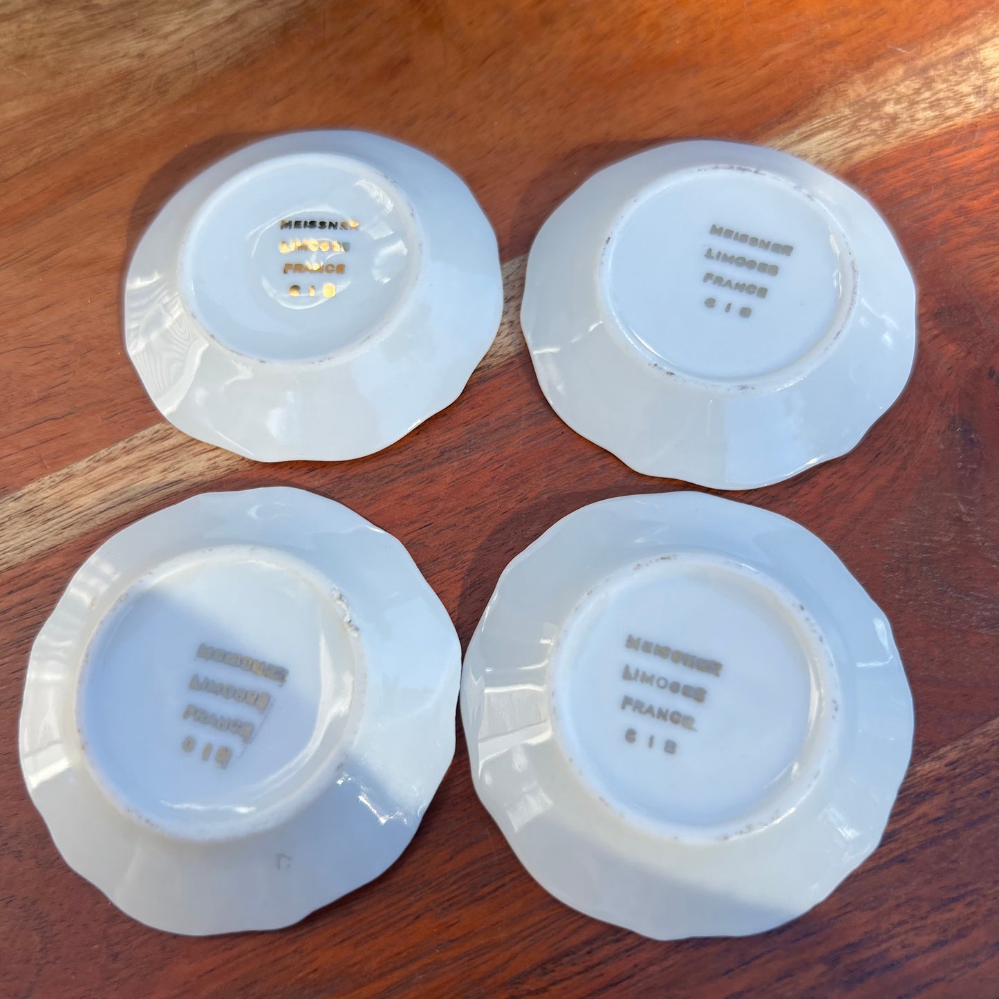 Miniature Four French Limoges Meissner Hand Painted Plates