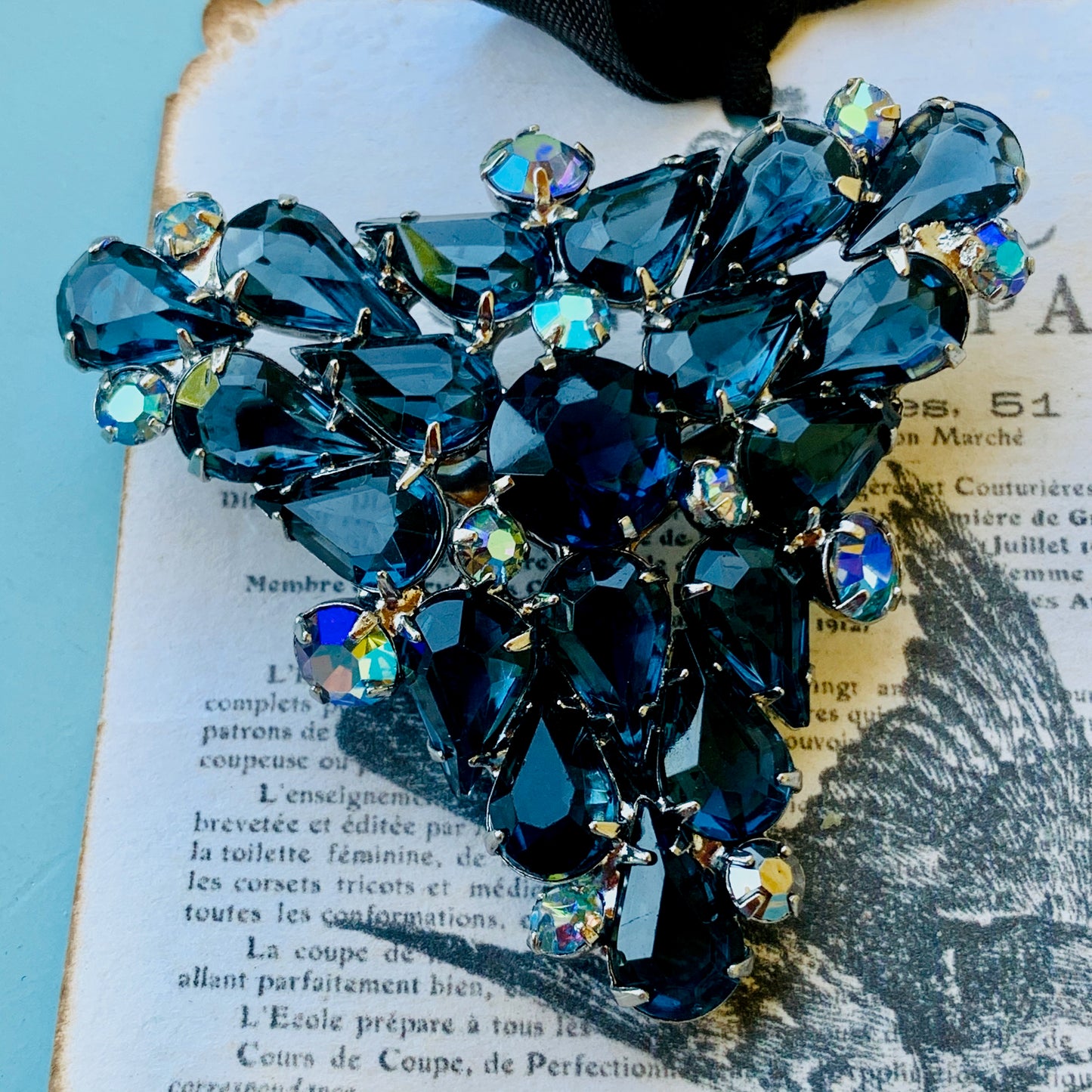 Vintage Modern Looking Sparkling Rhinestone Triangular Spray Pin