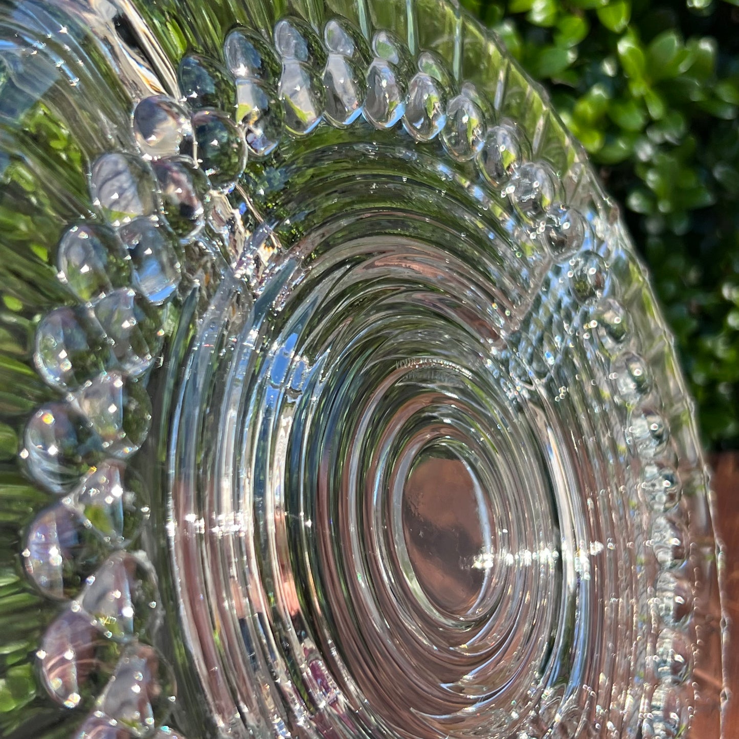Vintage French Round Glass Divided Dish Round Glass Beads