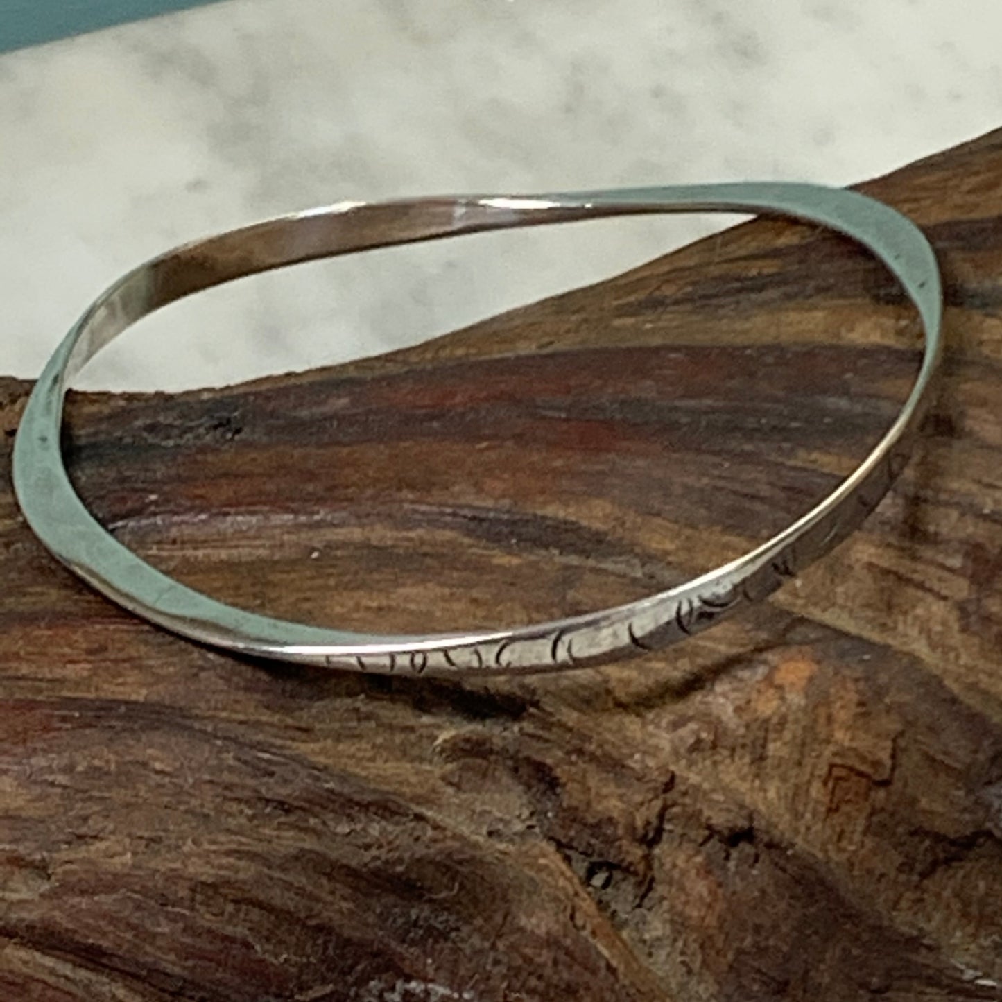 Vintage Modern Looking Sterling Silver Handcrafted Bangle Bracelet