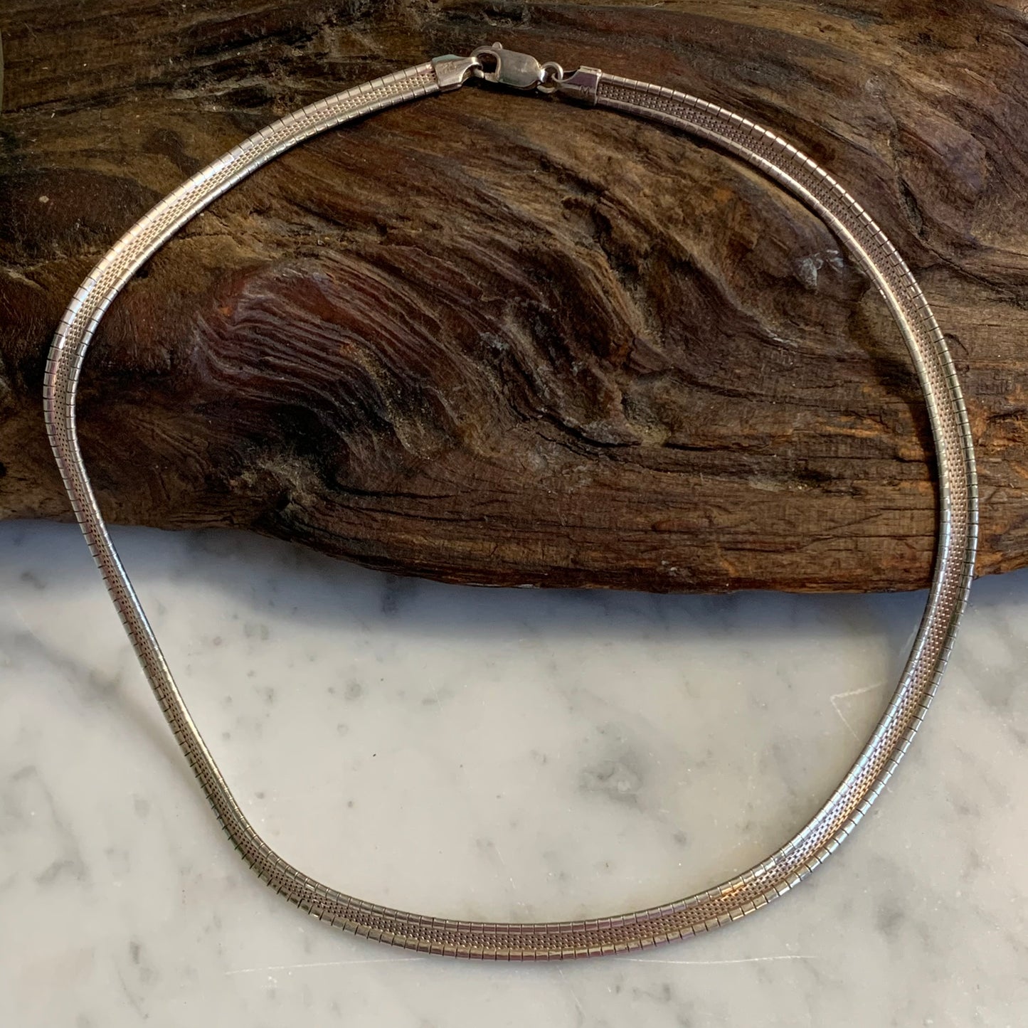 Italian Sterling Silver Omega Chain Necklace
