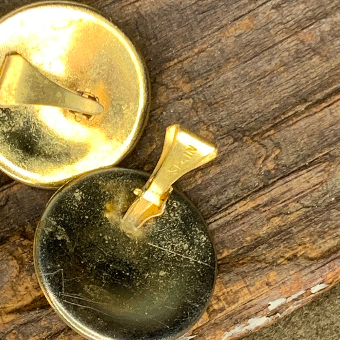 Vintage Spanish Damascene Tall Ship Pin & Damascene Earrings