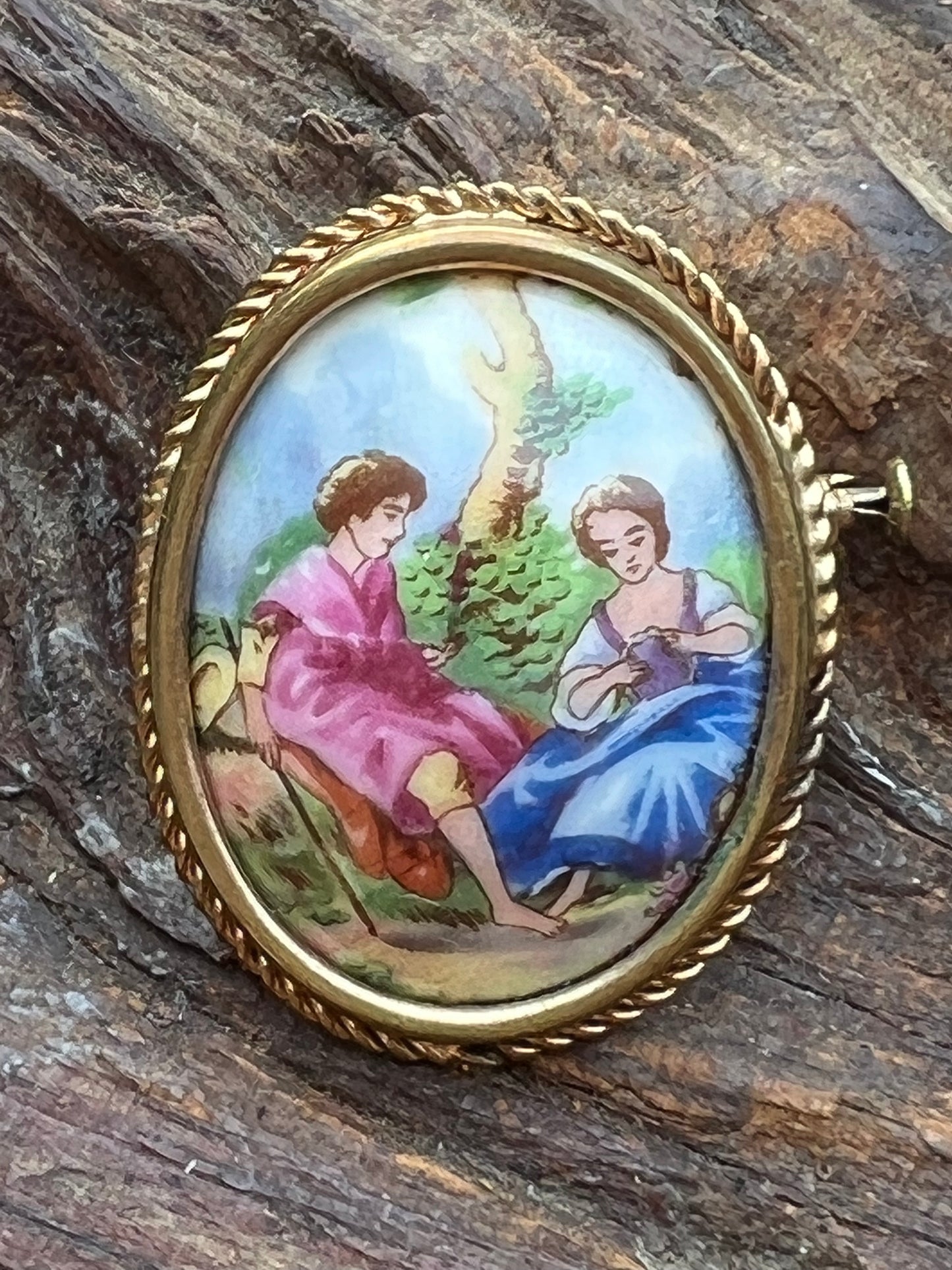 Vintage French Limoges Miniature Transferware Pin