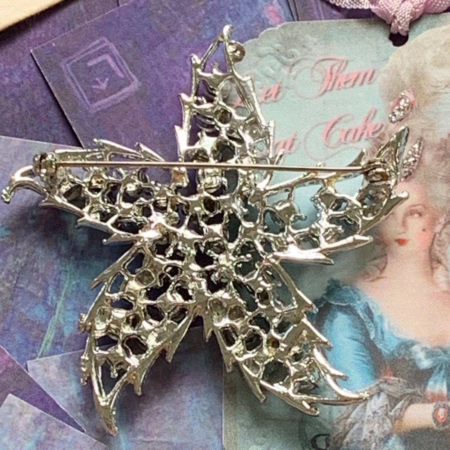 Vintage Rhinestone Blue & Purple Star Pin - Lady Slippers