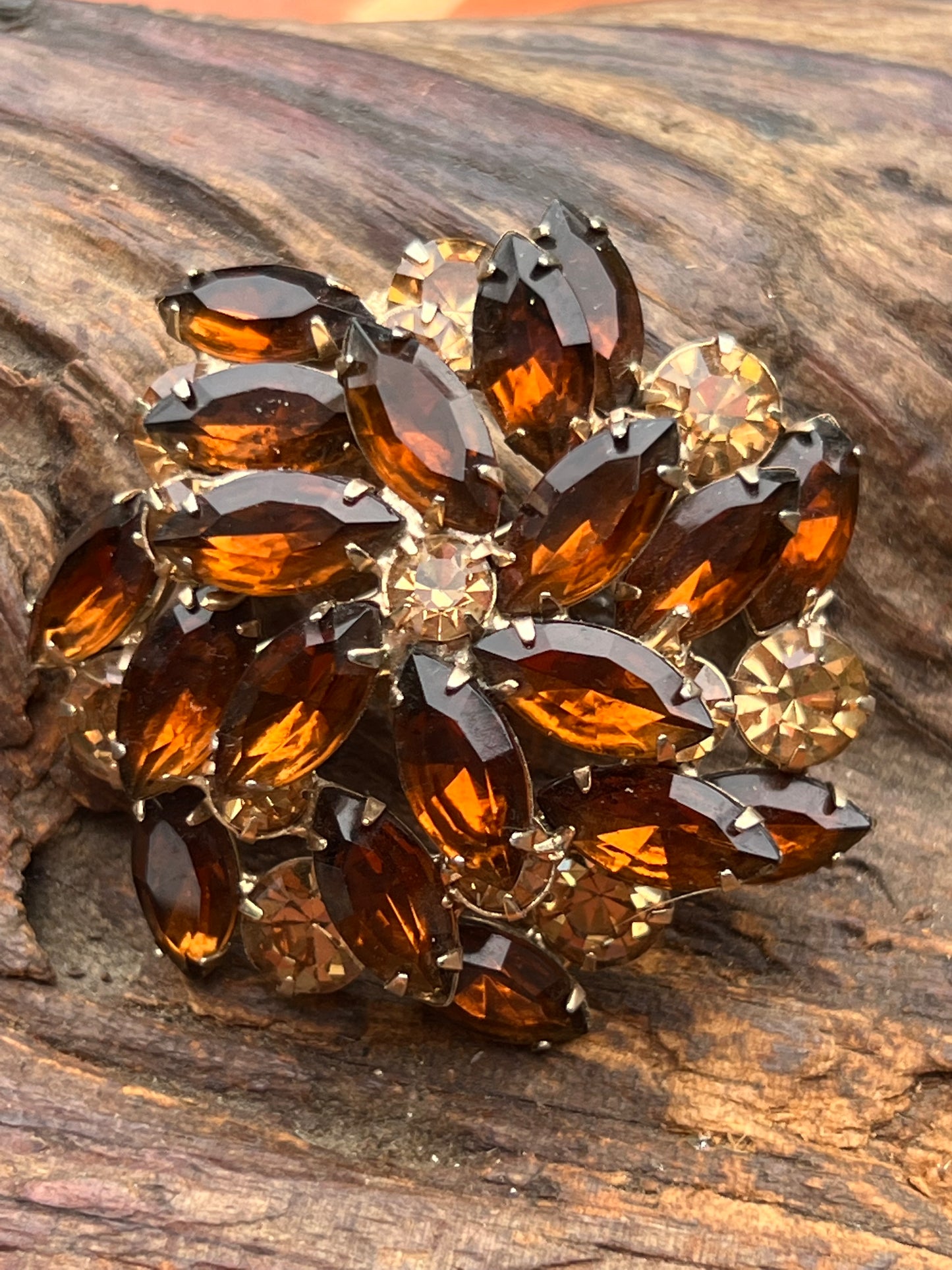 Vintage Rhinestone Pin Wheel Brooch