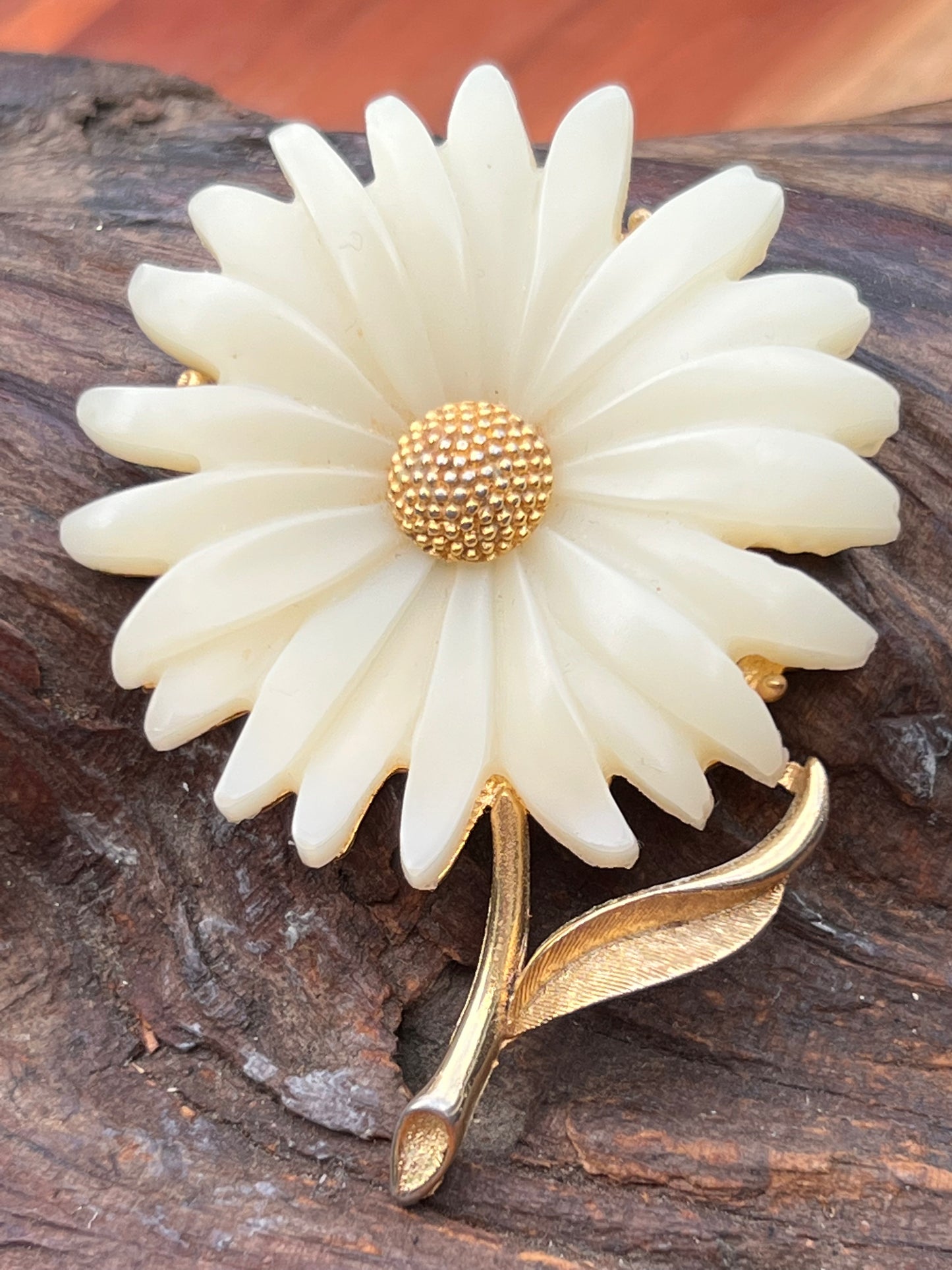 Vintage Unsigned Hattie Carnegie Soft White Lucite Pin