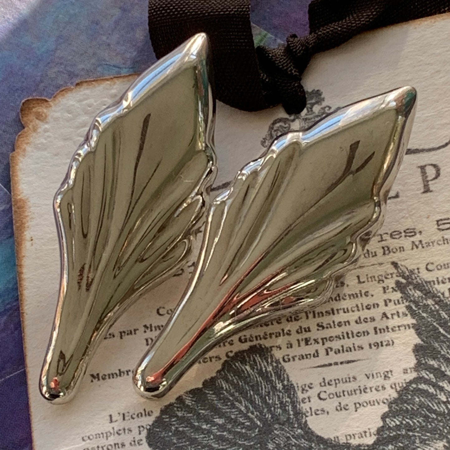 Vintage Modern Looking Mexican Sterling Silver Earrings - Lady Slippers